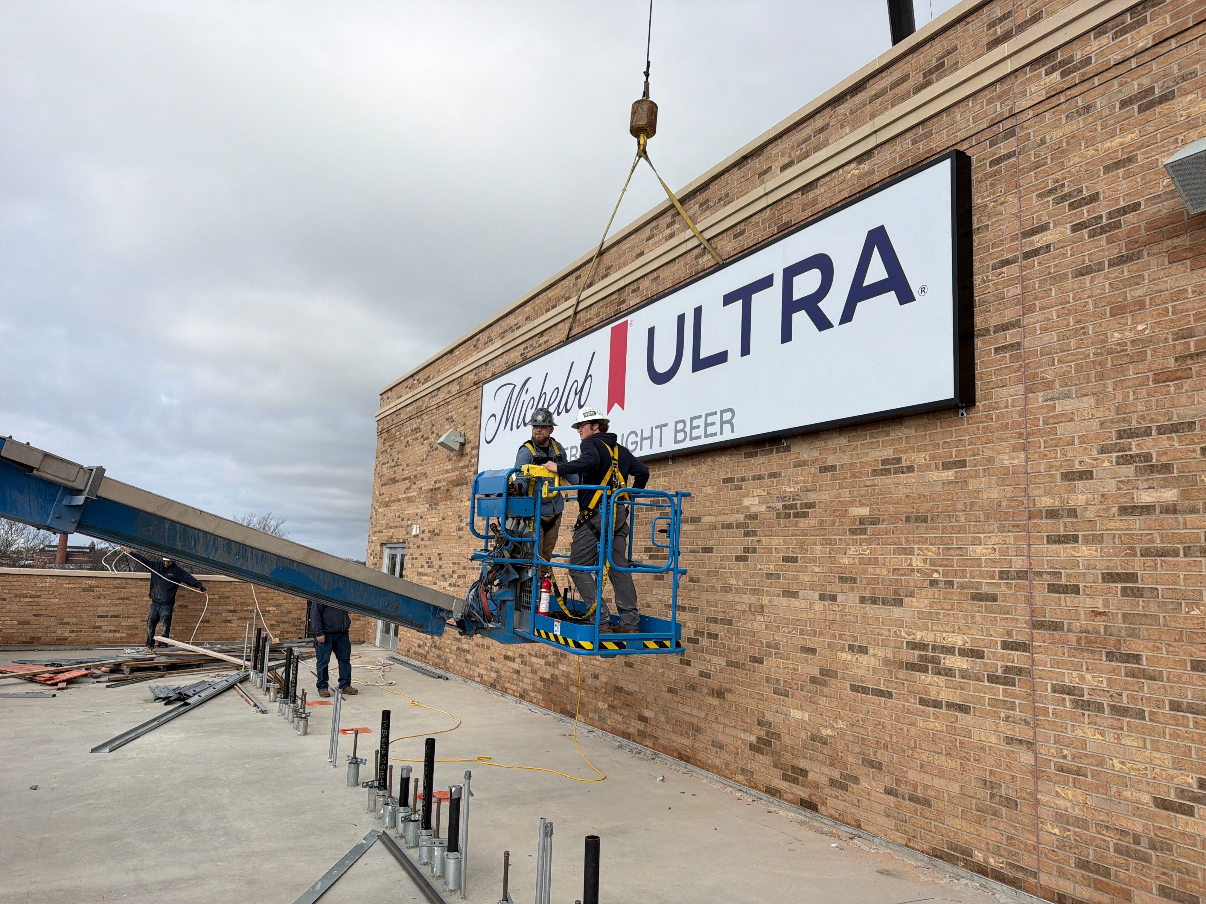 South Bend Stadium Event Building and Premium Suite Signage Installation by Hayes Design co