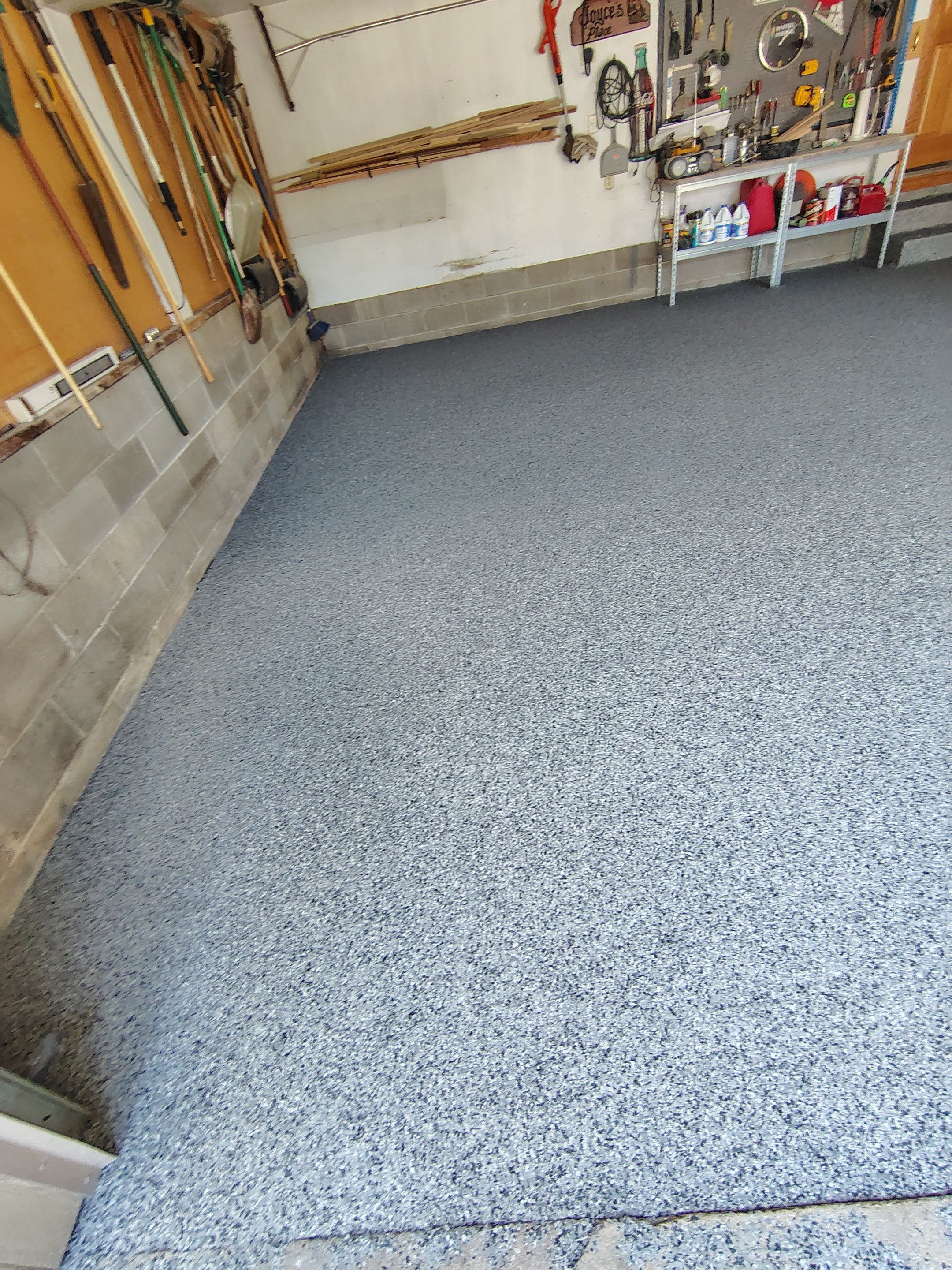 Nightfall Decorative Chip Garage Floor Coating in Luverne, Minnesota by Select Painting, Coatings & Garage Cabinets