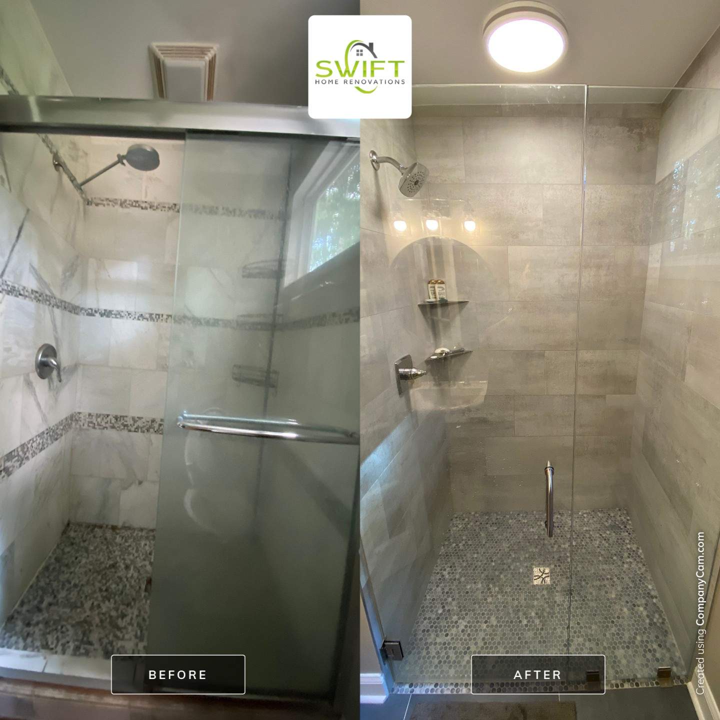 Decatur Bathroom Renovation Featuring Walk-In Shower and Tile Upgrades by Swift Home Renovations