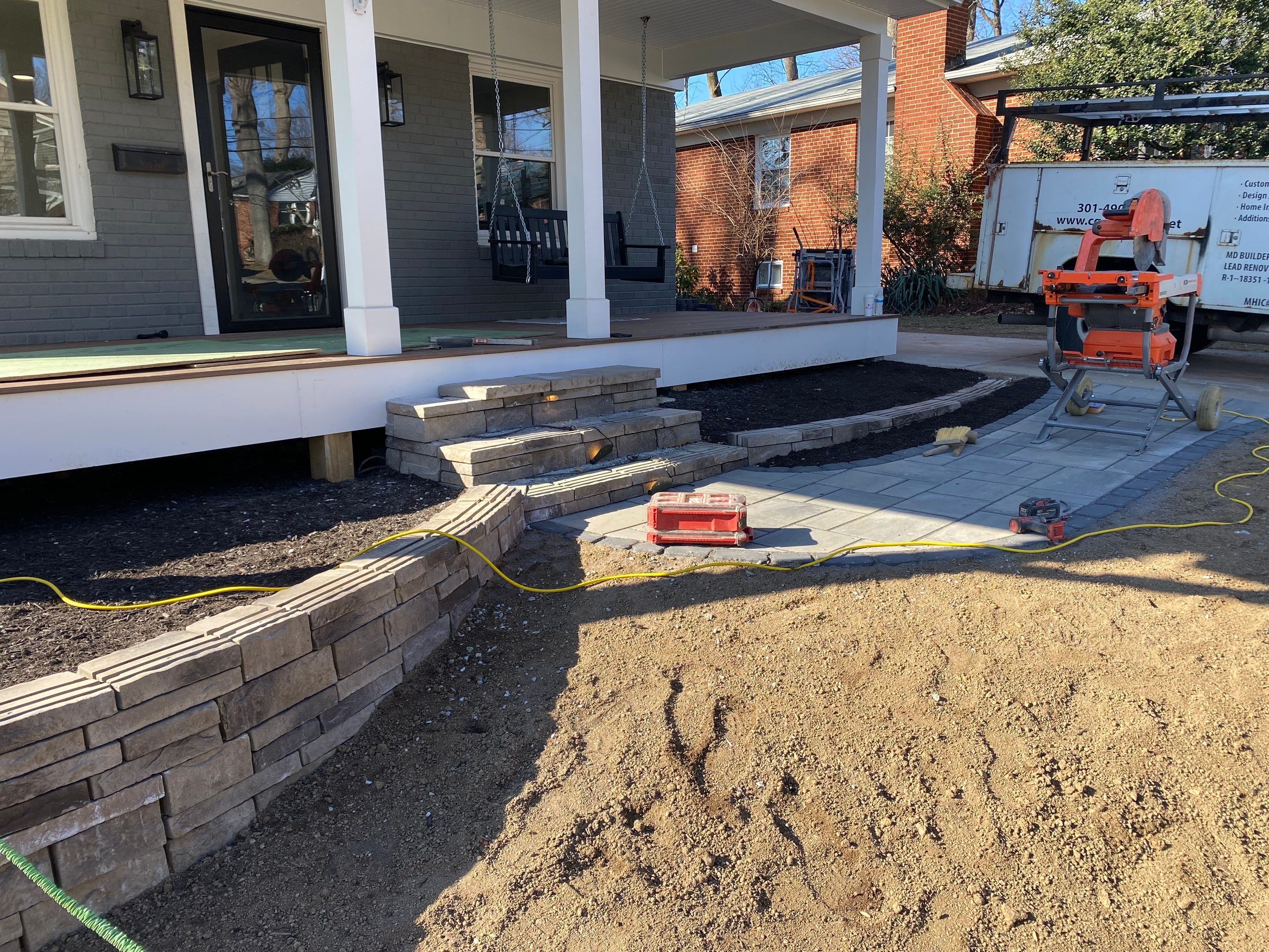 Retaining wall, walkway, small patio and landscape install by The Smet Companies, LLC