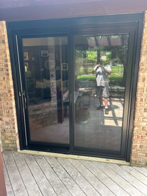 Black Sliding Patio Door Installation in New Palestine