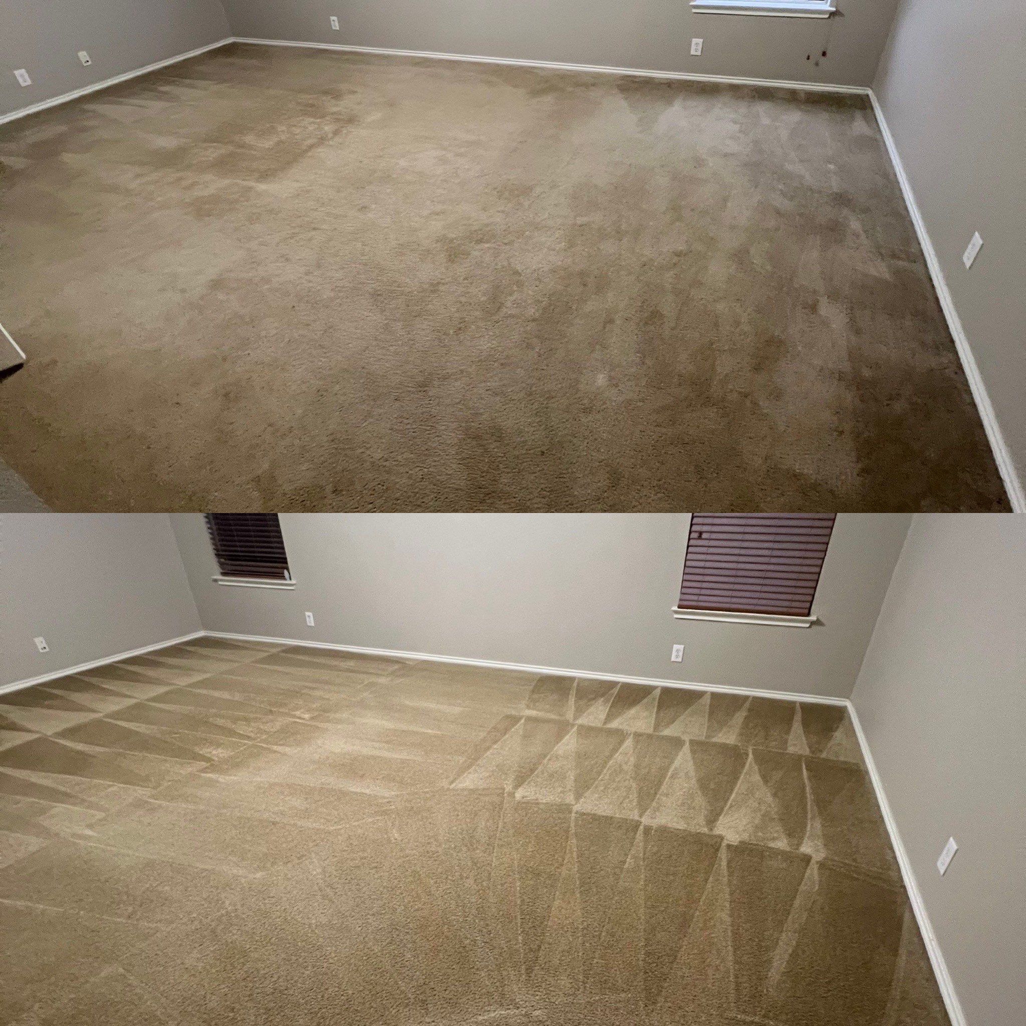 the service shown is carpet cleaning with visible before and after effects of cleaning in a residential space