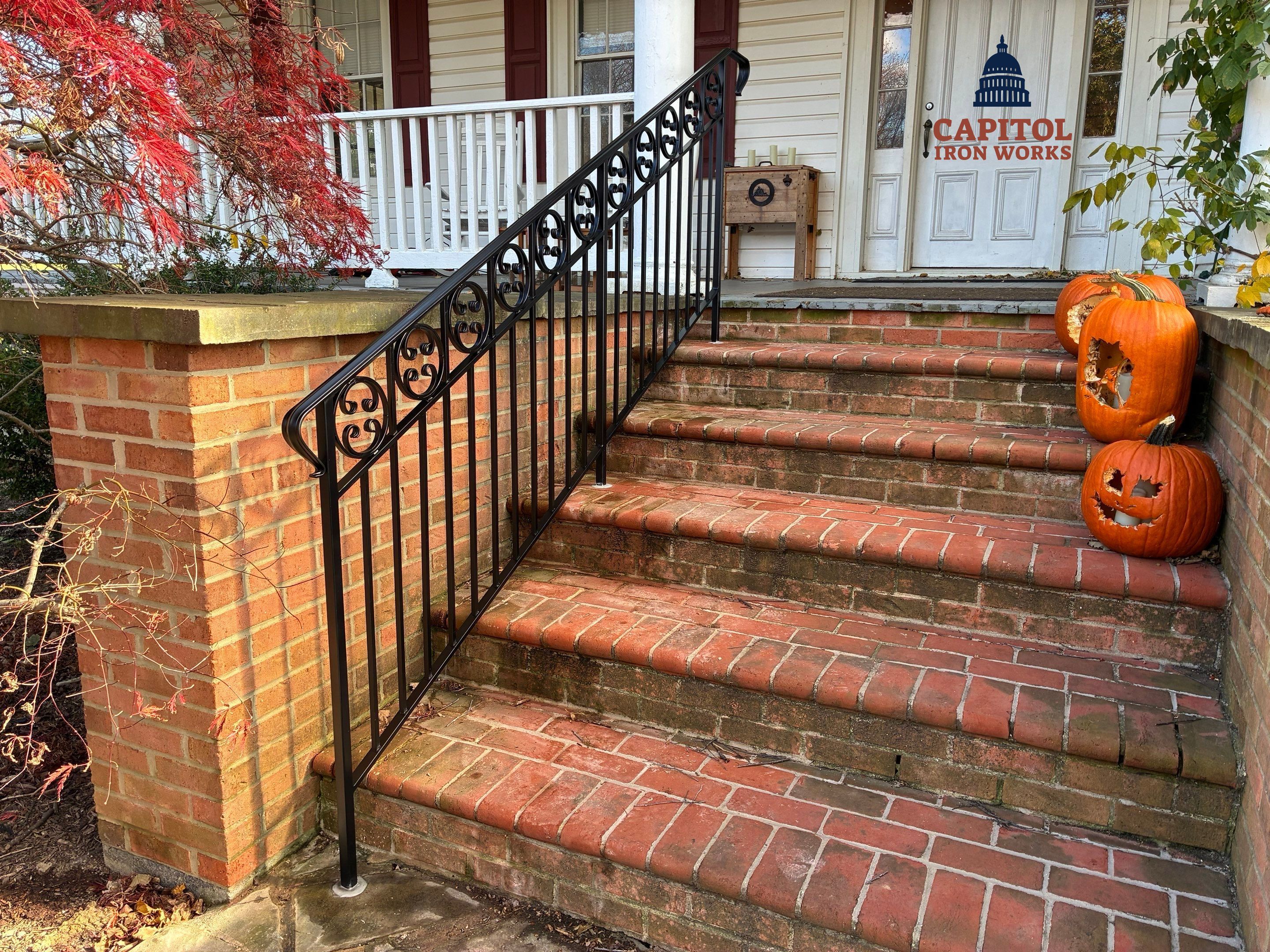 Traditional Exterior Steel Railing – Custom Entryway & Porch – Germantown, MD by Capitol Iron Works