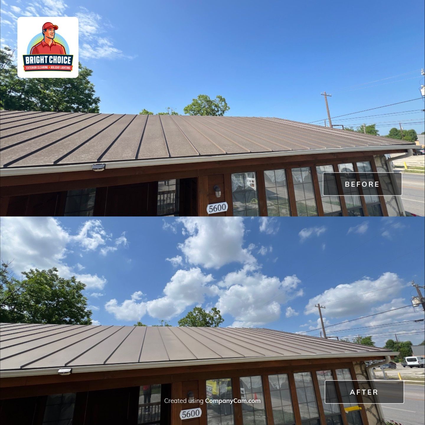 Metal Roof Wash Project in San Antonio by Bright Choice