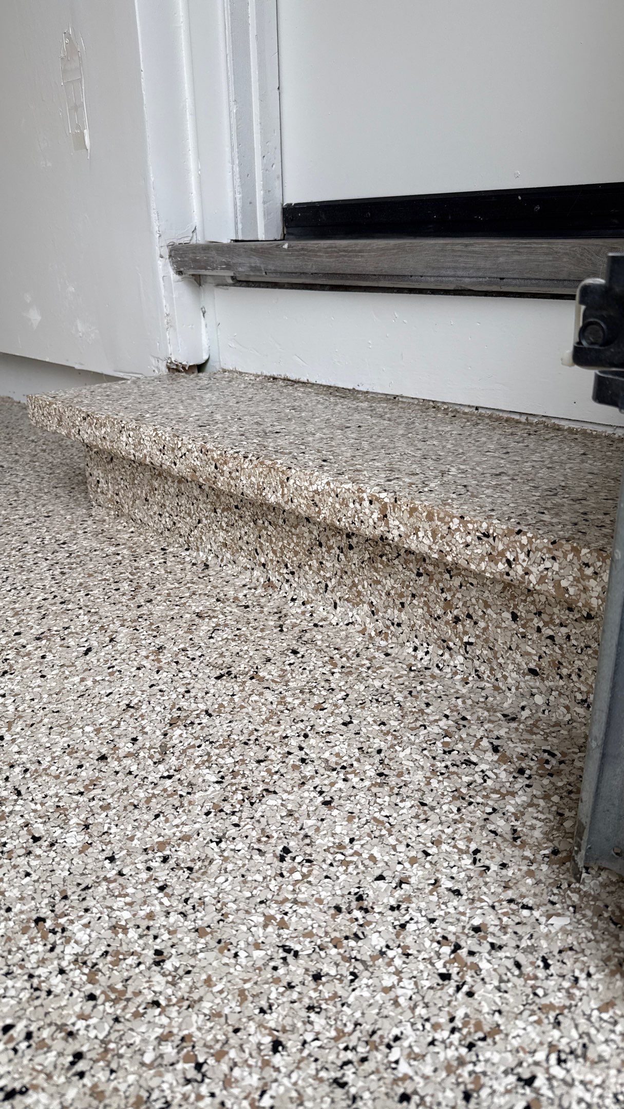 Check Out This Beautiful Shoreline Flake Floor  by Banner Garage