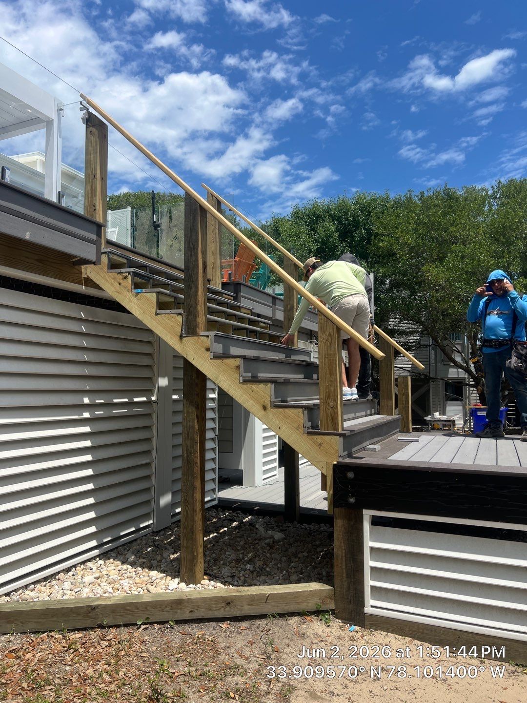 Deck Staircase Repair using Trex Composite Decking in Oak Island, NC by Licenesed General Contractor by RGR Construction and Roofing, LLC