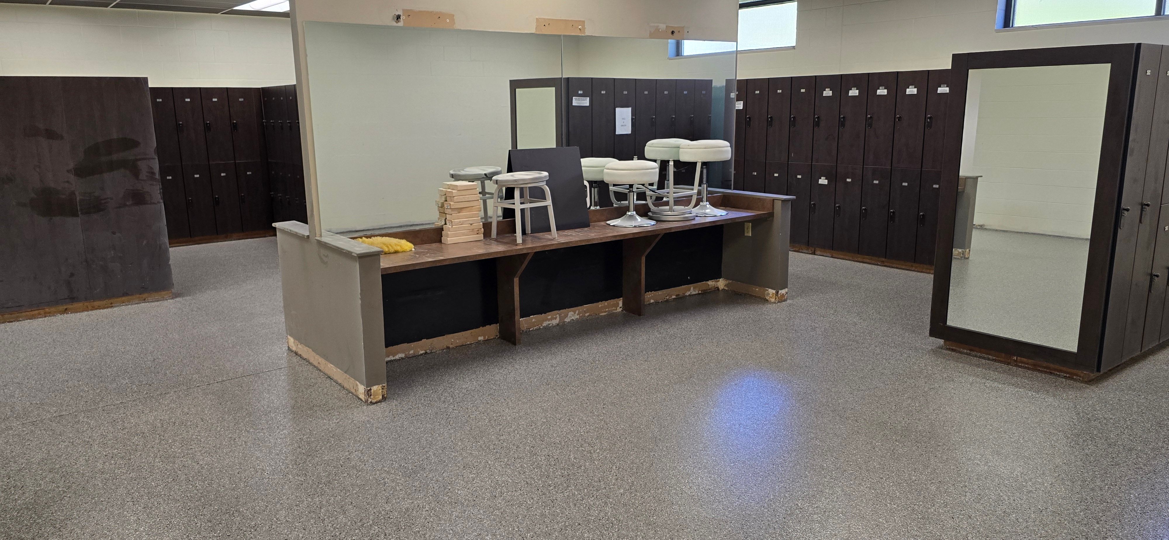 Gym Locker Room Upgrade Using Creekbed by Elite Floor Solutions