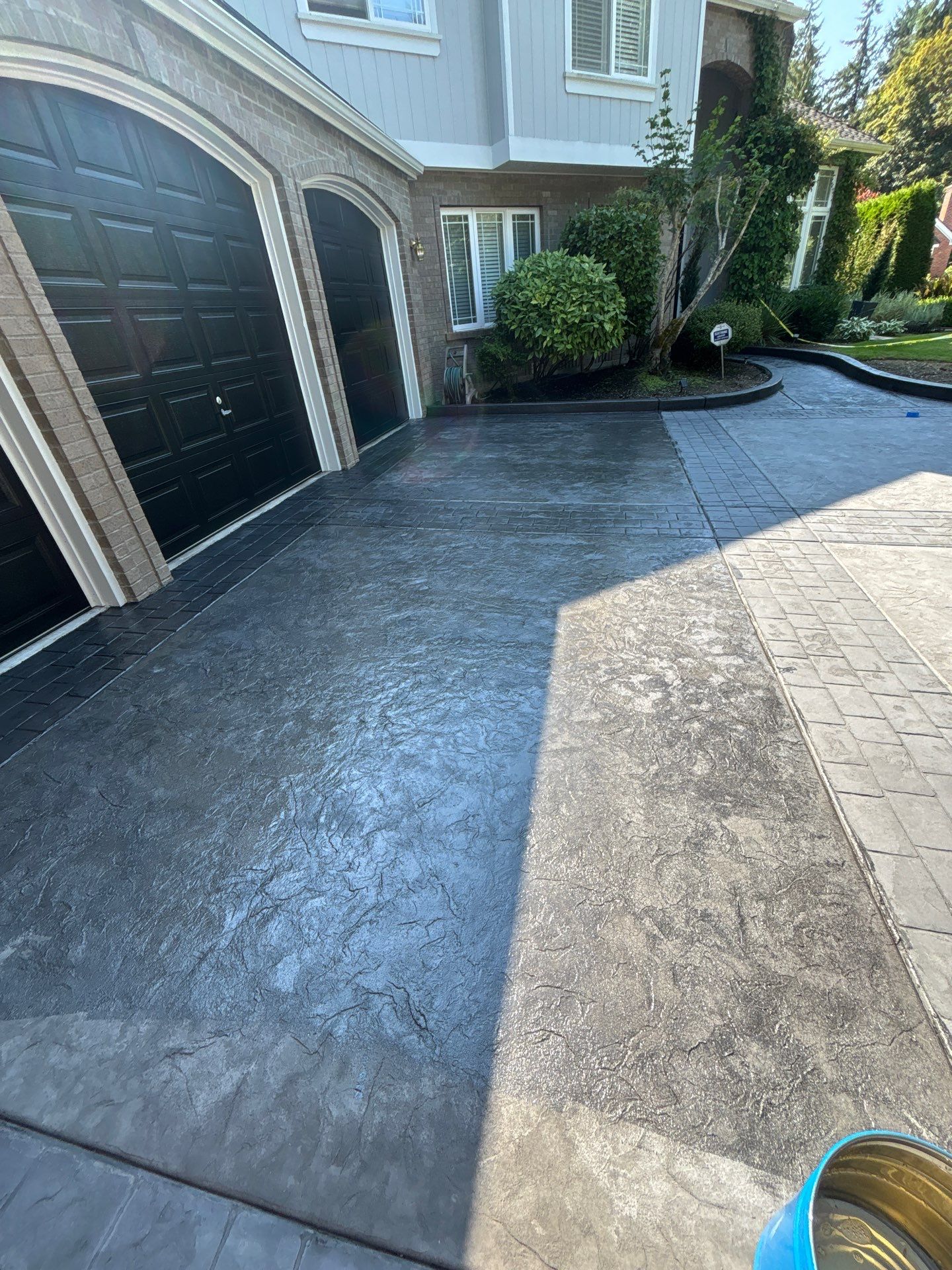 Multi-color Stamped & Sealed Concrete Driveway Renovation | Mukilteo by Jireh Asphalt & Concrete Inc
