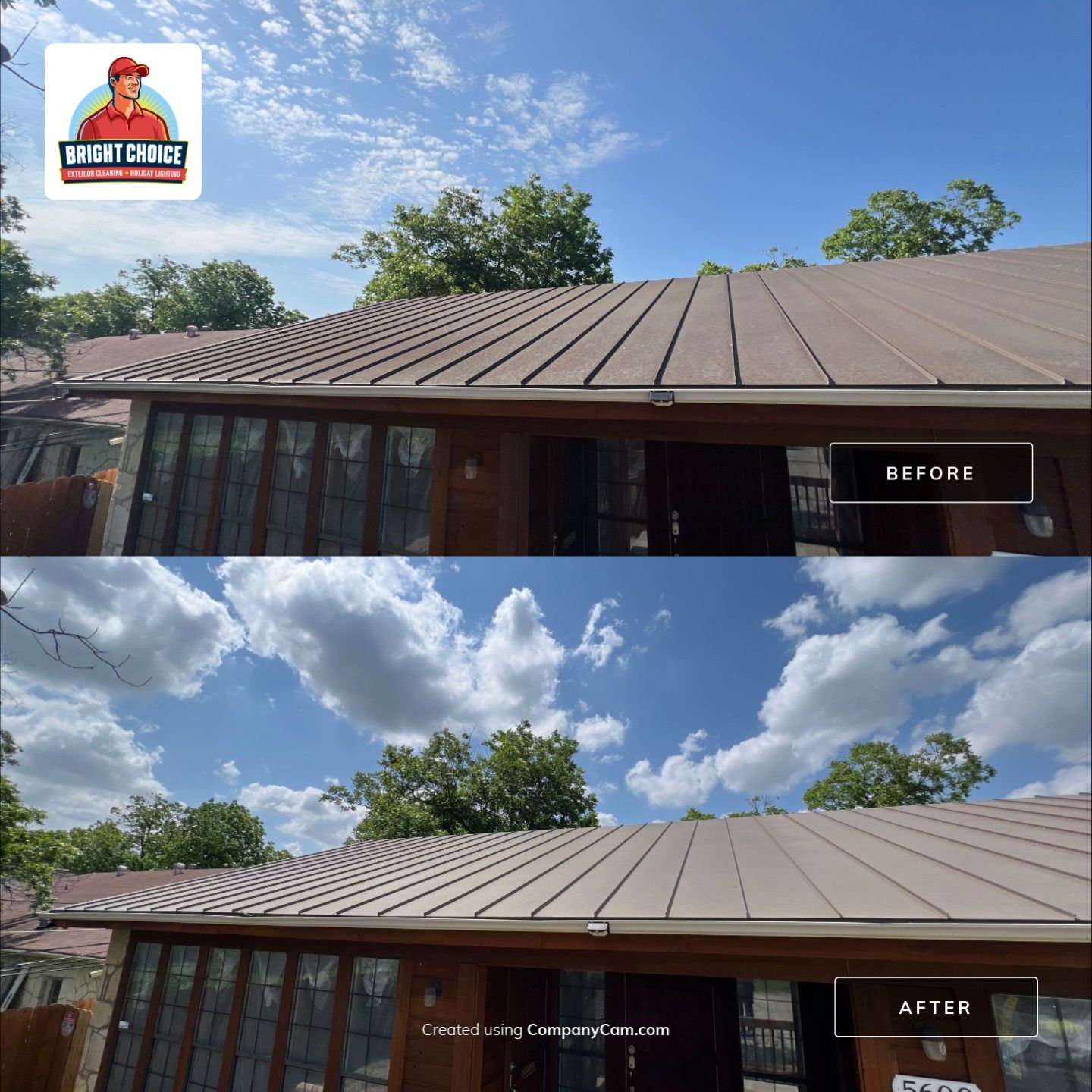 Metal Roof Wash Project in San Antonio by Bright Choice