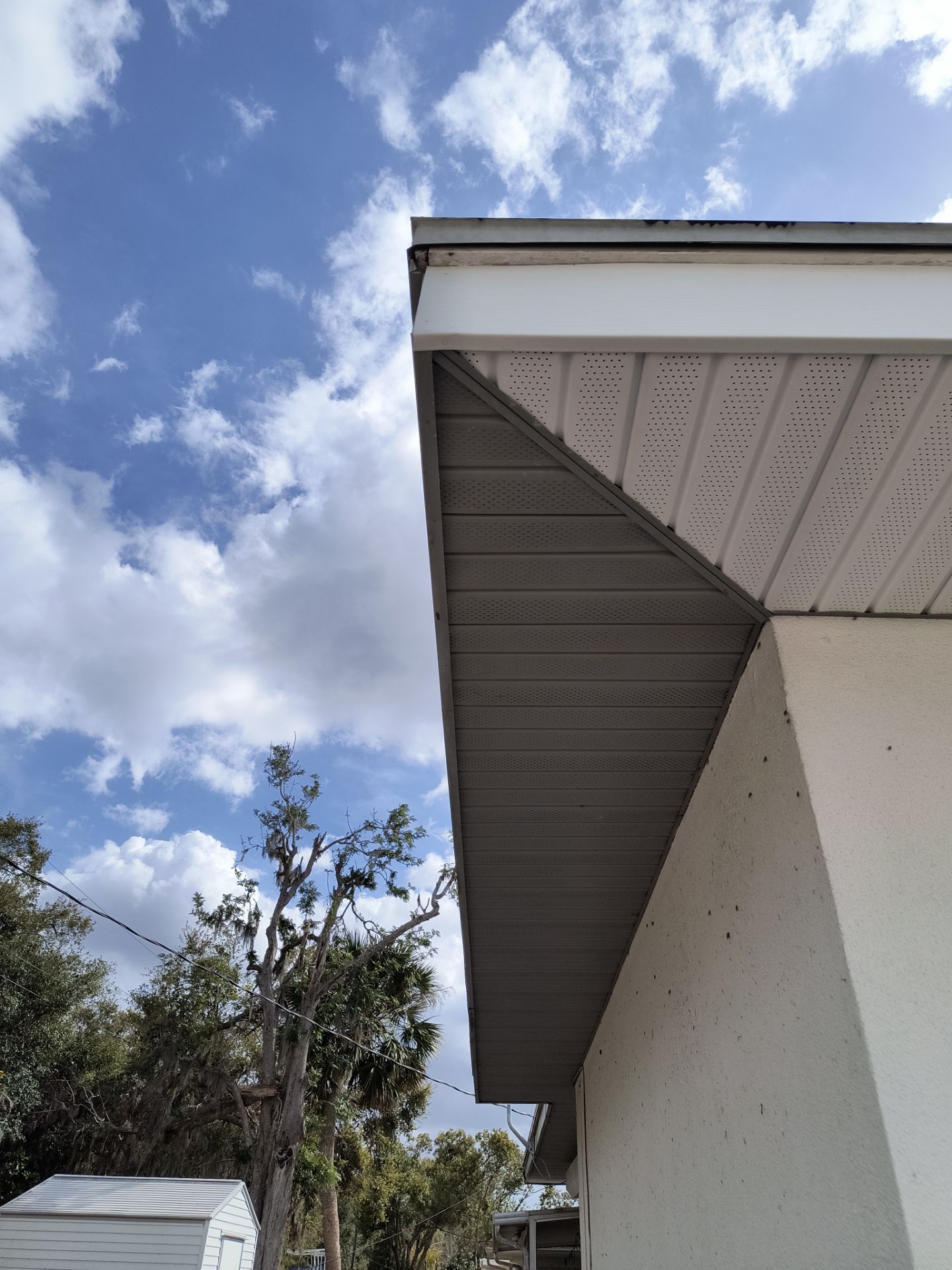 Soffit and Fascia Installation using White Soffit in Sarasota Fl by Gutter Professors