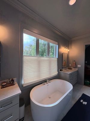 Roman and Woven Wood Shades Project in Huntsville