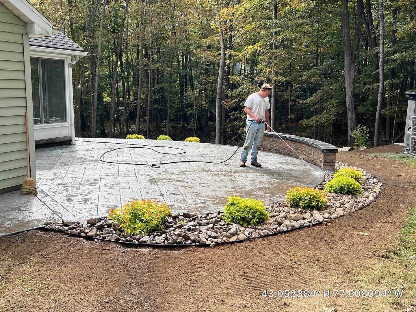 Majestic Ashlar stamped concrete patio by NG Masonry & Construction LLC