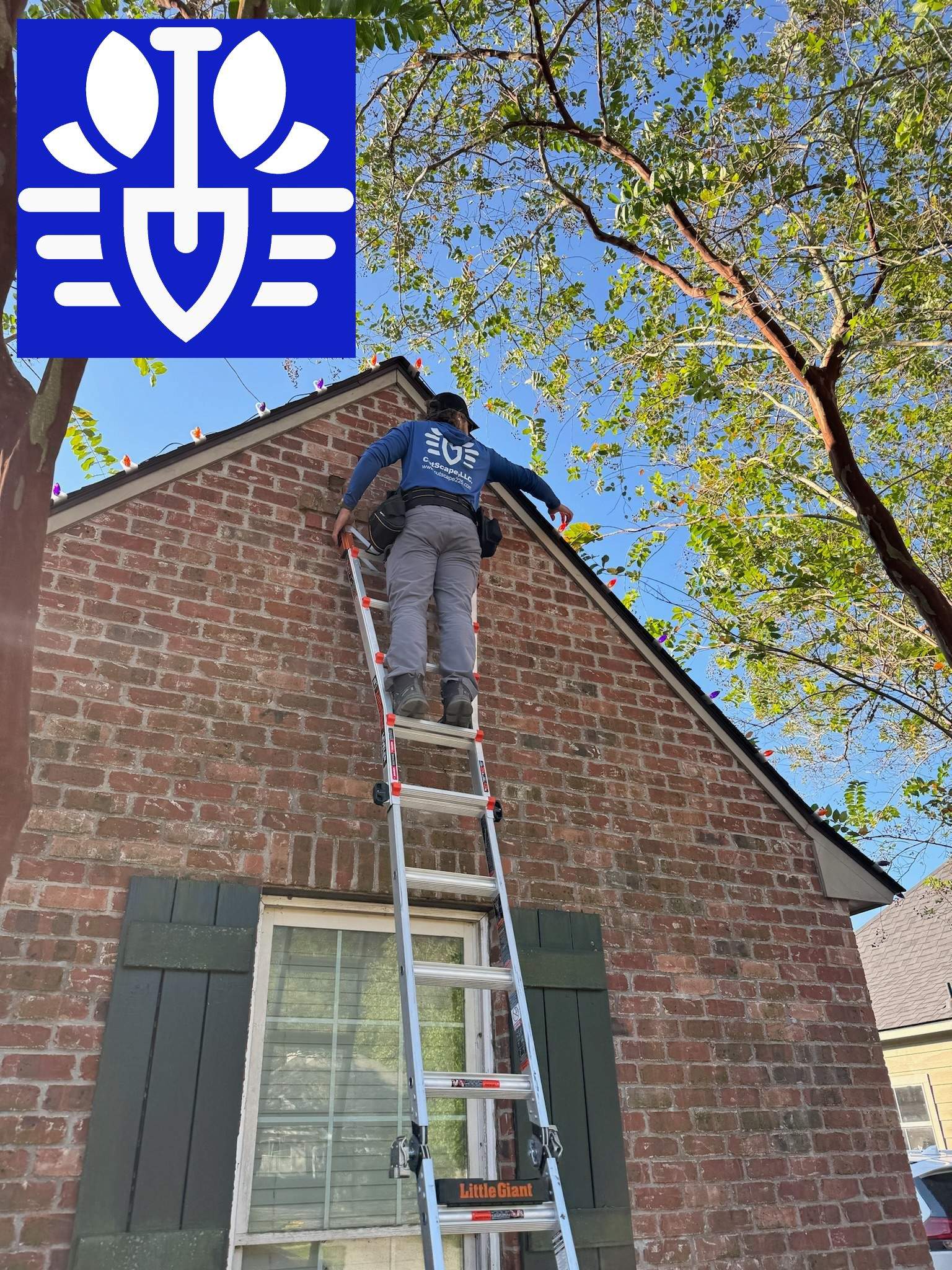 HOLIDAY LIGHTING using ROOFLINE PERIMETER LIGHTING: HALLOWEEN THEME WITH ORANGE AND PURPLE BULBS by CutScape, LLC.