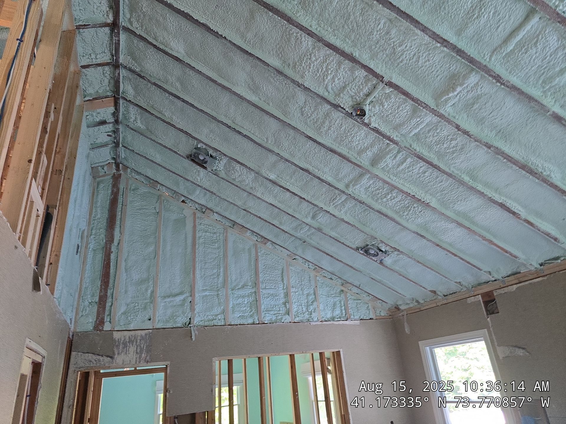 Cathedral Ceiling using Closed Cell Spray Foam by NYS Foam & Energy