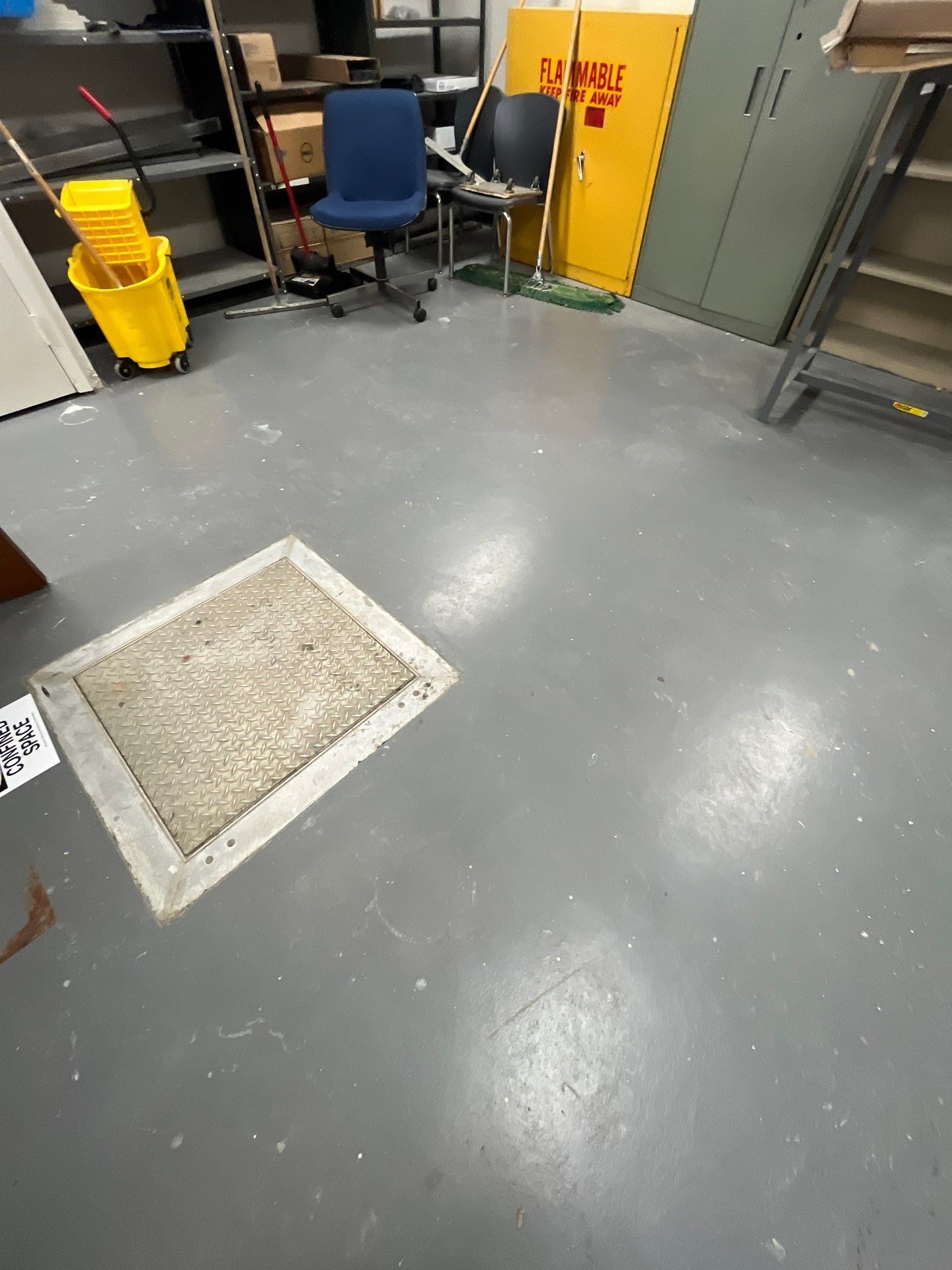 Industrial Flake Epoxy Floor Installation at Pierre National Guard Facility by Select Painting, Coatings & Garage Cabinets