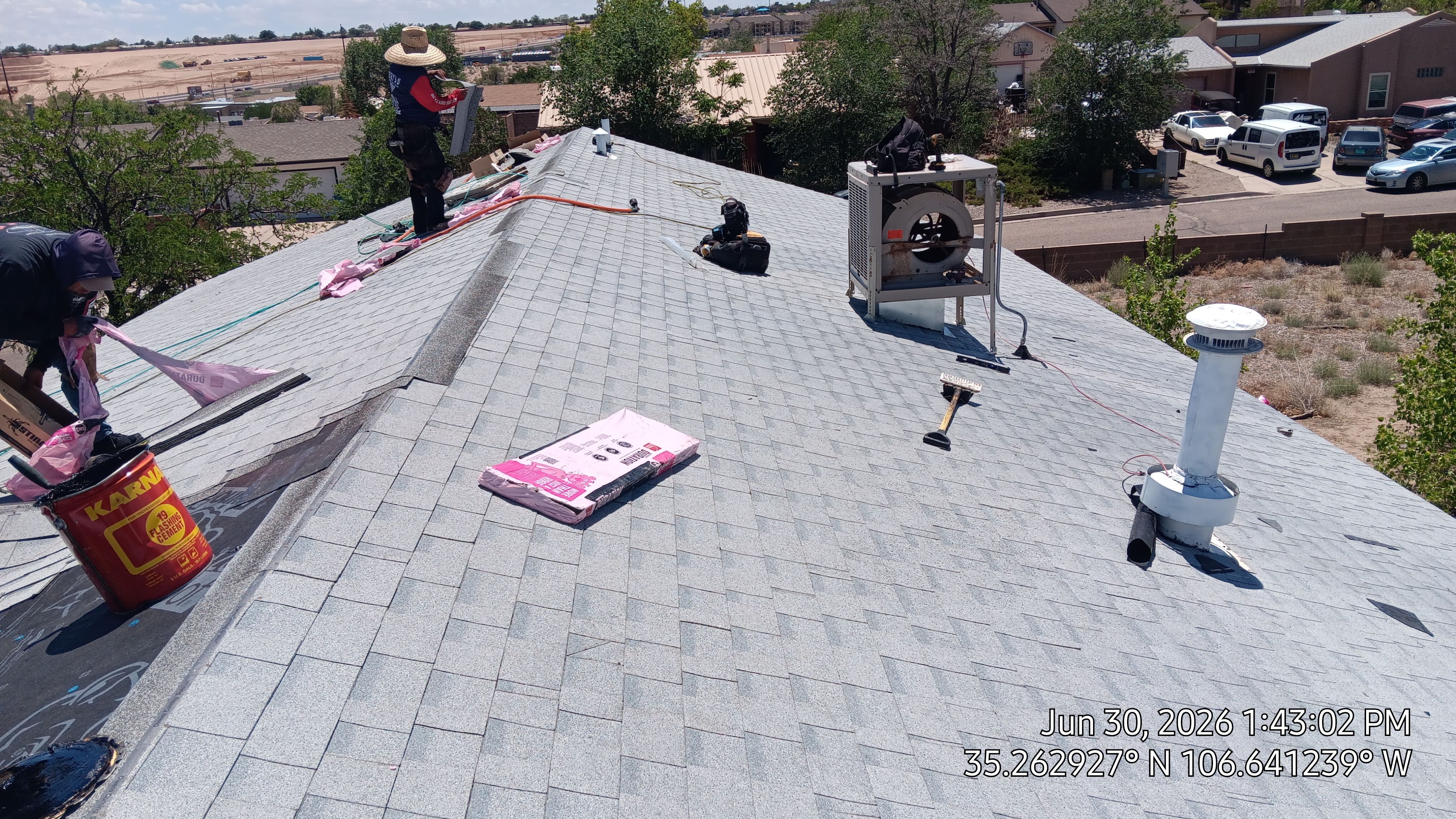 Owens Corning Shasta White Duration Shingle Roof Replacement and Decking Repair in Rio Rancho by Doyle Roof Masters Inc