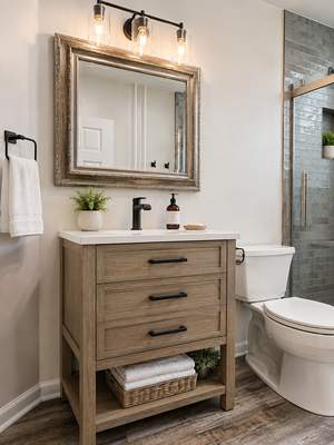 Warm Contemporary Full Bathroom Remodel - Gwynn Oak, MD