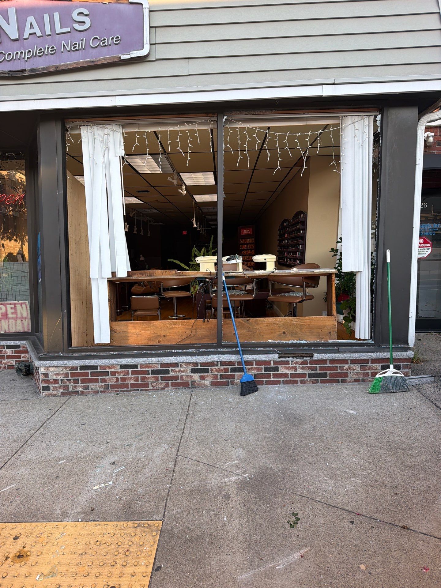 Woburn Storefront Board Up and Debris Cleanup After Vehicle Impact by Boston Board Up