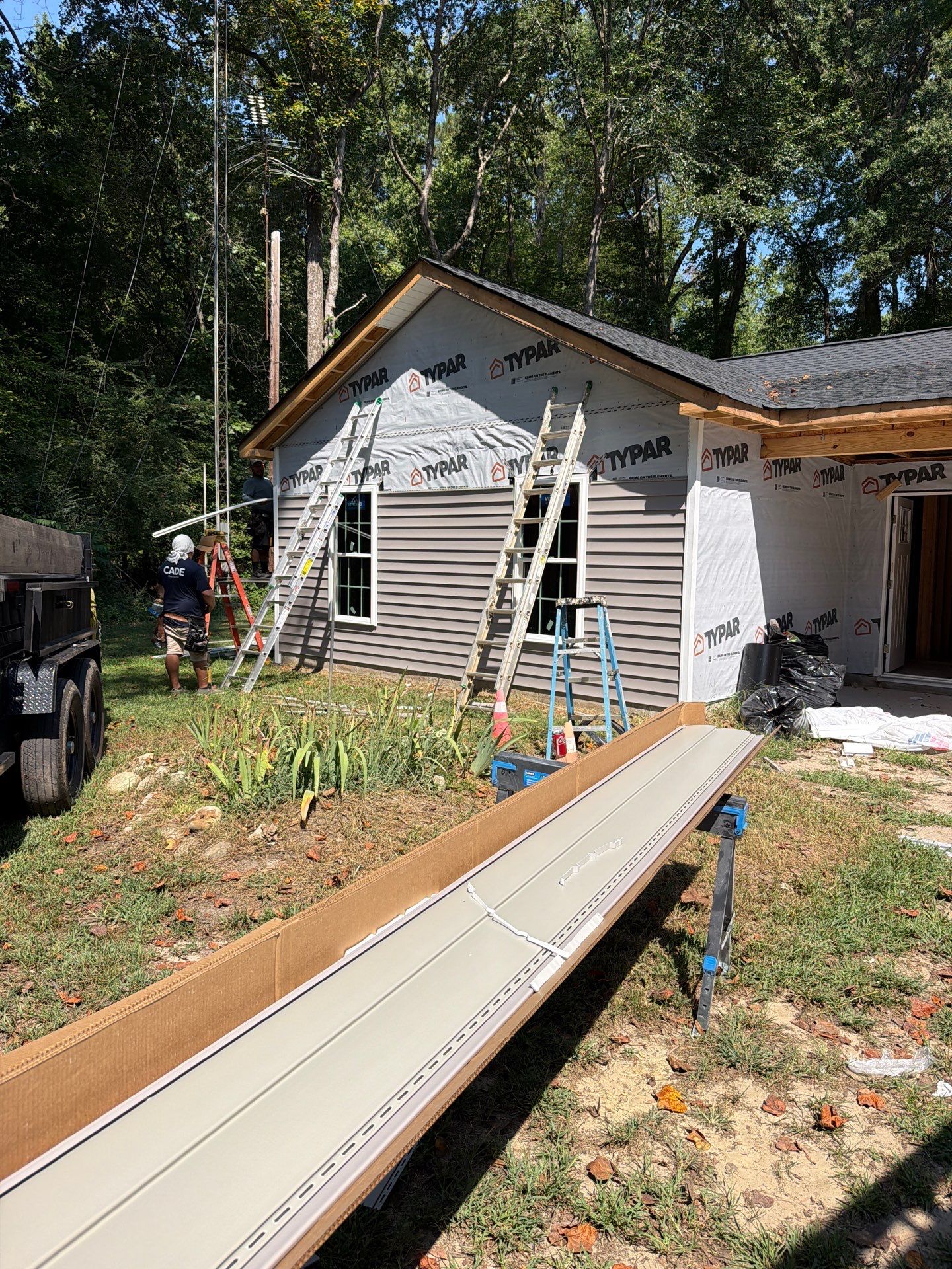 Single-Story New Construction Vinyl Siding Install in Gloucester by Cade Construction