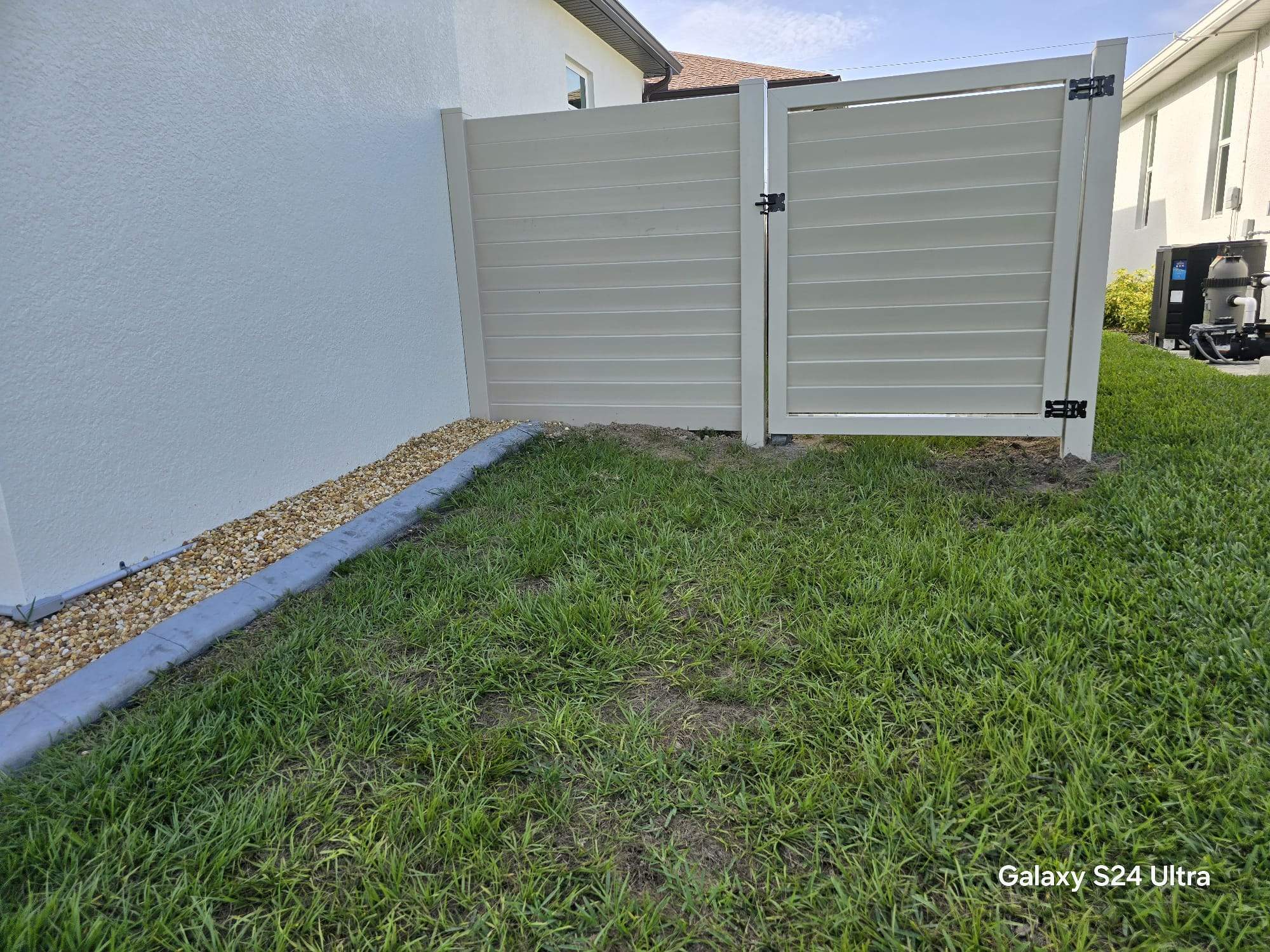Tan Louvered Vinyl in Port Charlotte by True Fence LLC