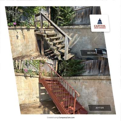 Custom Red Iron Staircase & Railing Upgrade – Washington, DC