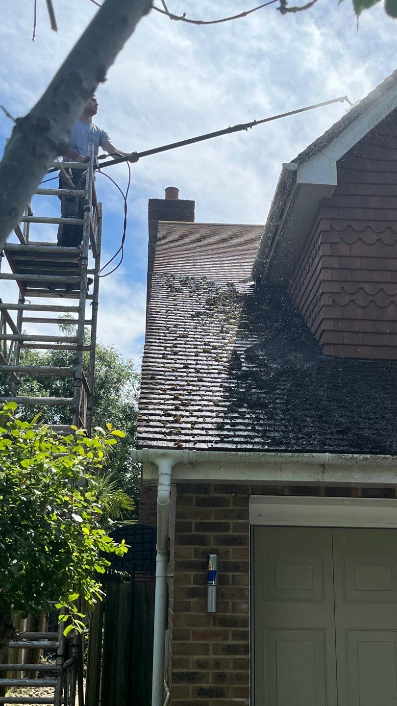 Roof Clean - Biocide Treatment using Honda 15lpm Low Pressure Washing Machine by Ges Exterior Cleaning ltd