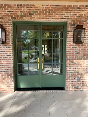 Steel Double Door Installation in Fort Worth in Sage Green