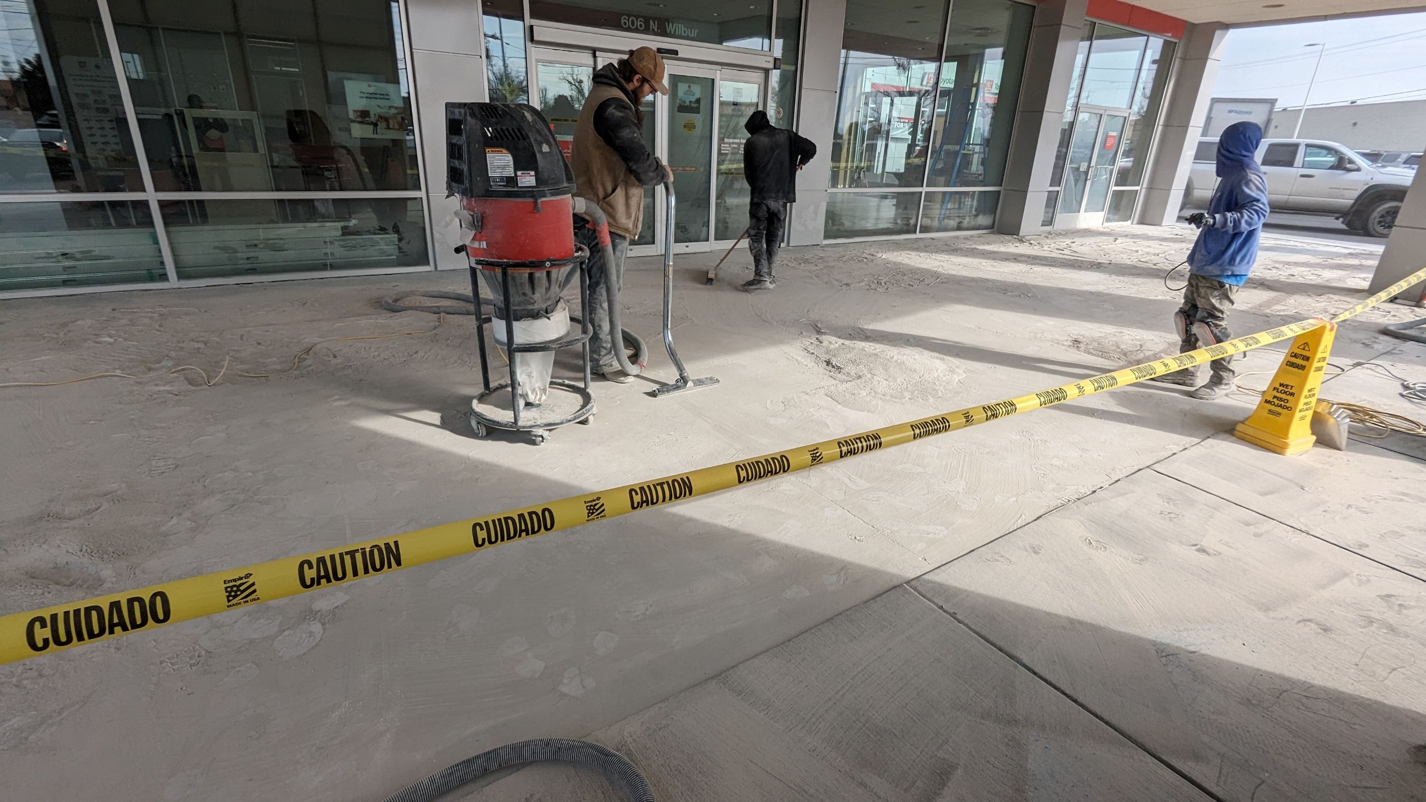 Commercial Floor Transformation using Domino w/ 5% Cherry Bomb Red  by Croc Coatings, LLC