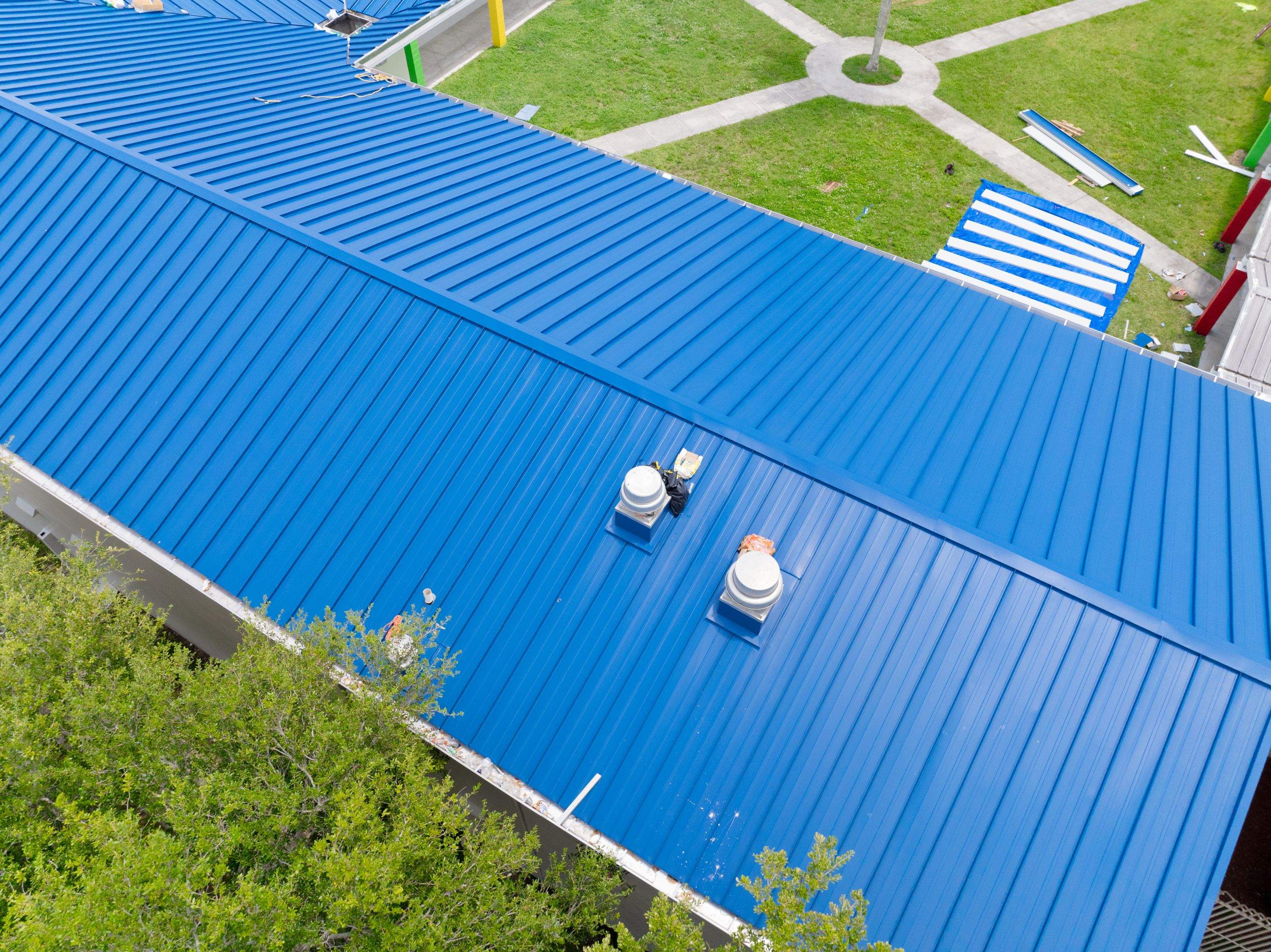 24ga 1.5" Mechanical Seam Slate Blue by Total Roofing System The Metal Roof Experts