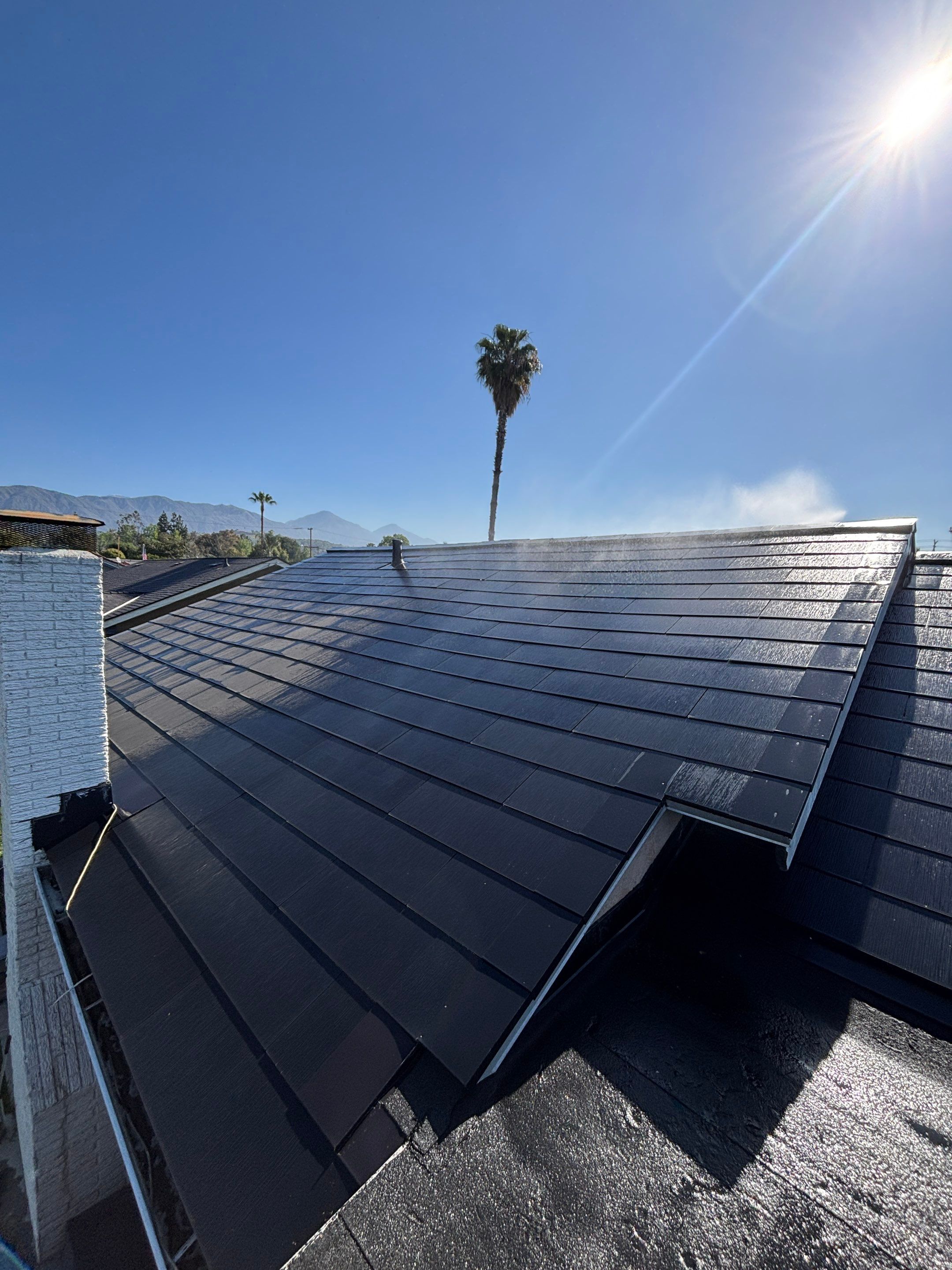 Tesla Roof Cleaning in La Verne Ca by Palm Coast Solar Cleaning