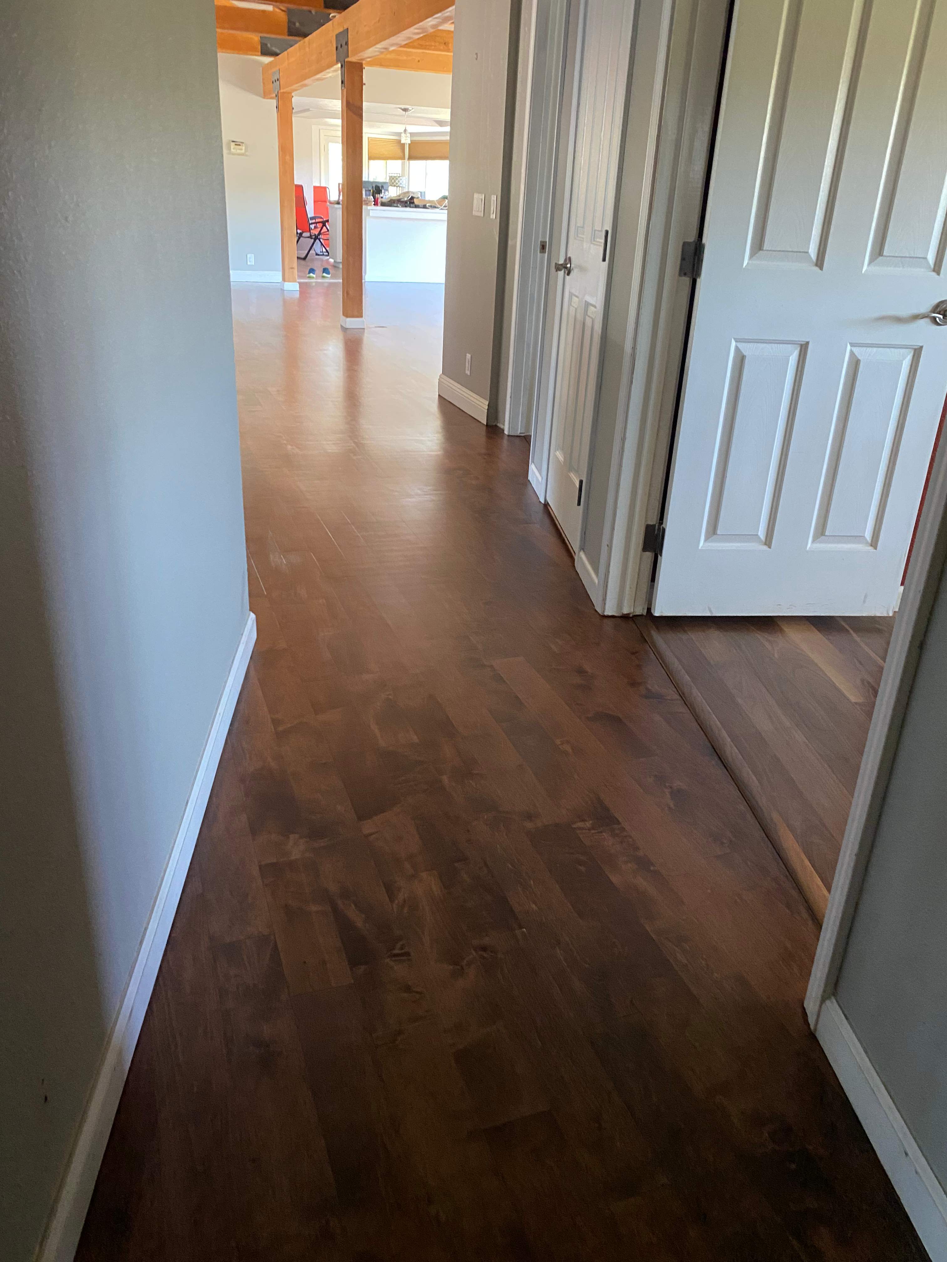Custom Maple and Walnut Hardwood Floor Installation in El Dorado Hills by Footprints Floors South Sacramento
