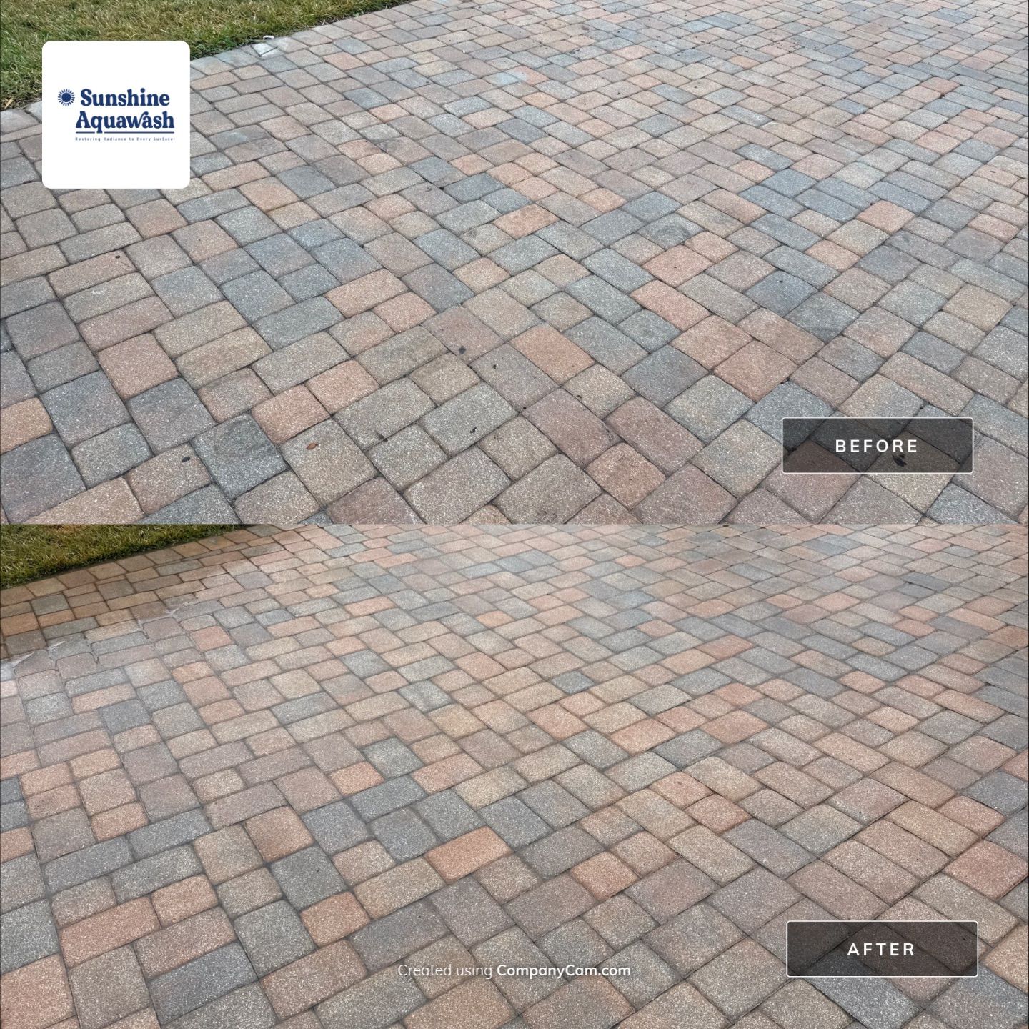 Oil & Tar Removal from Paver Driveway & Entryway by Sunshine AquaWash