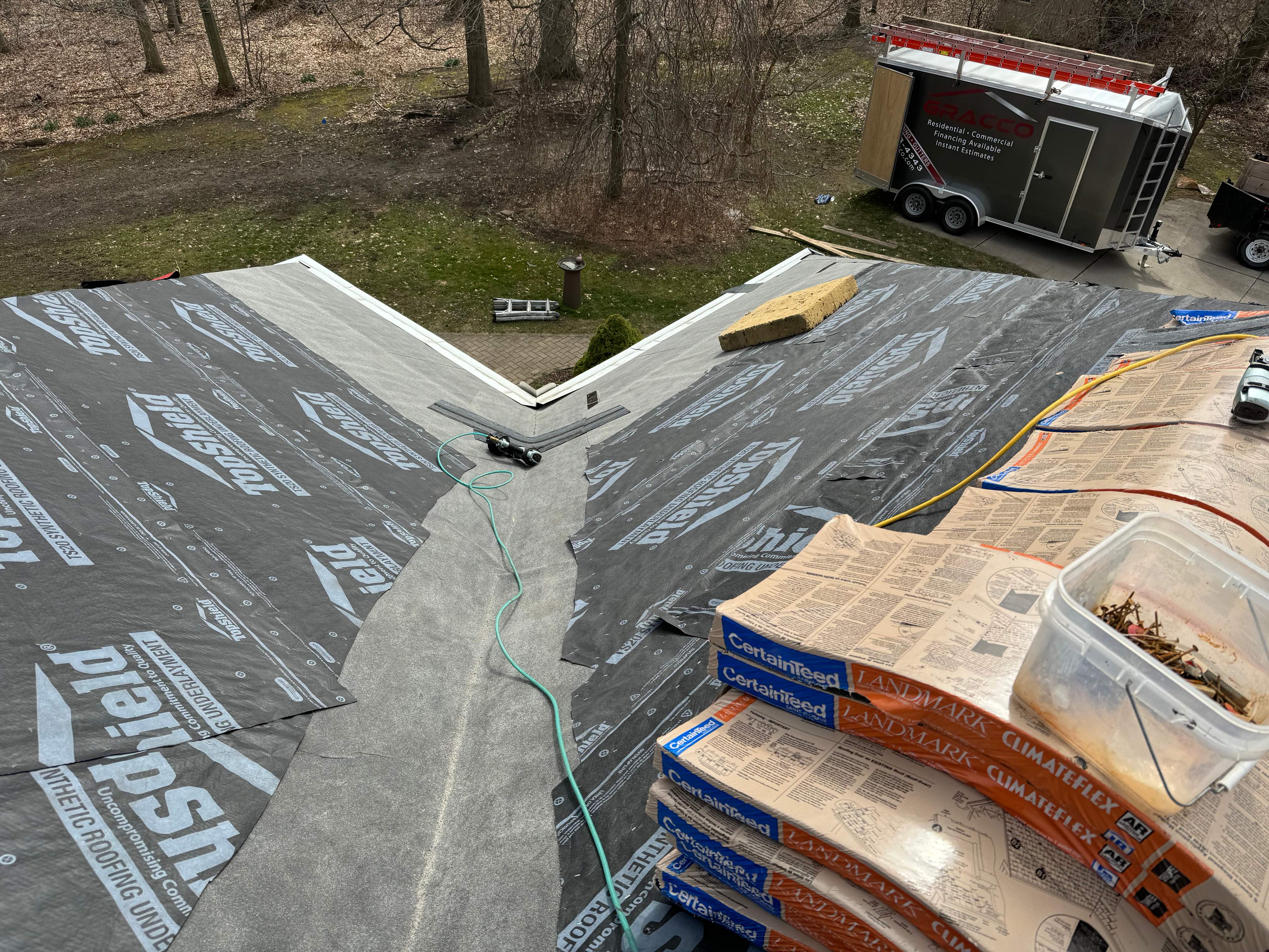 Residential Roofing Installation using Certainteed Landmark ClimateFlex by GRACCO
