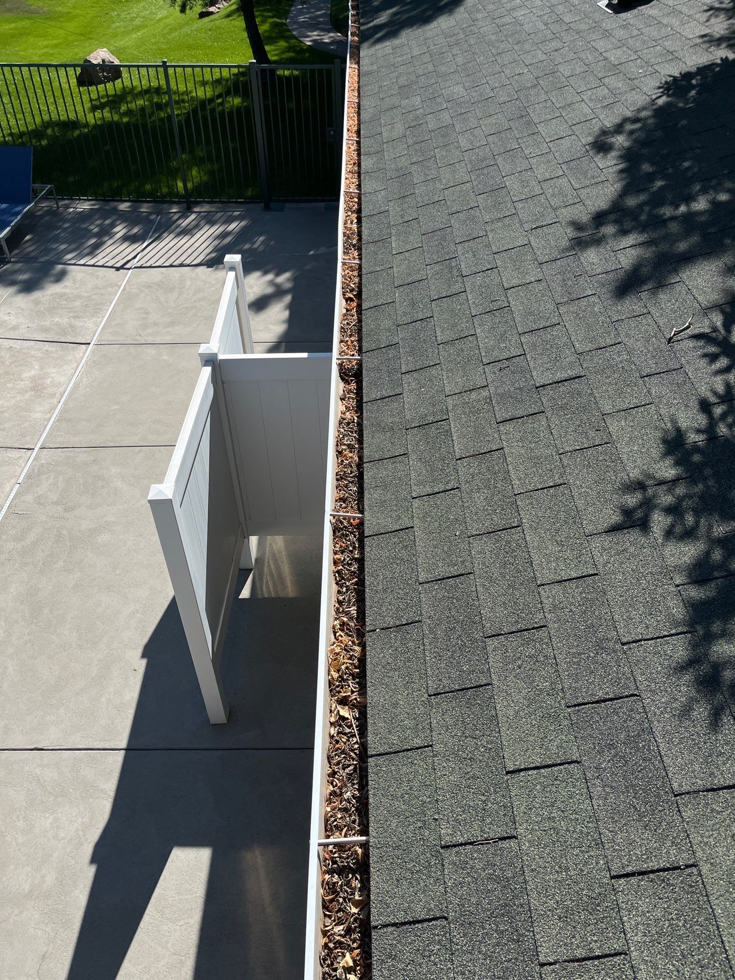Commercial gutter cleaning Junction, CO before photo with filled gutters