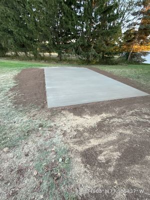 Broom finished concrete pad and steps 