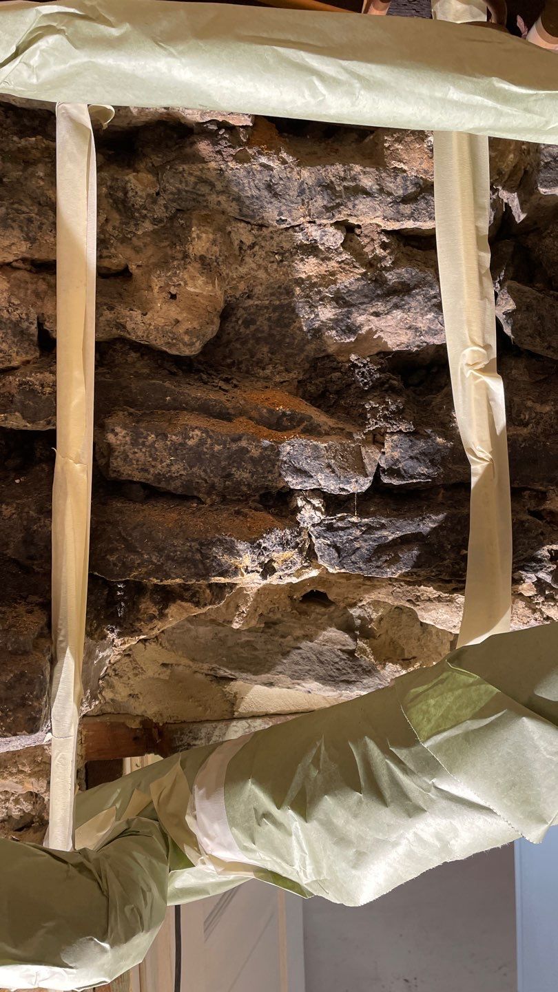 Parge Coating Drew's Stone Foundation by Waterproofing Northeast