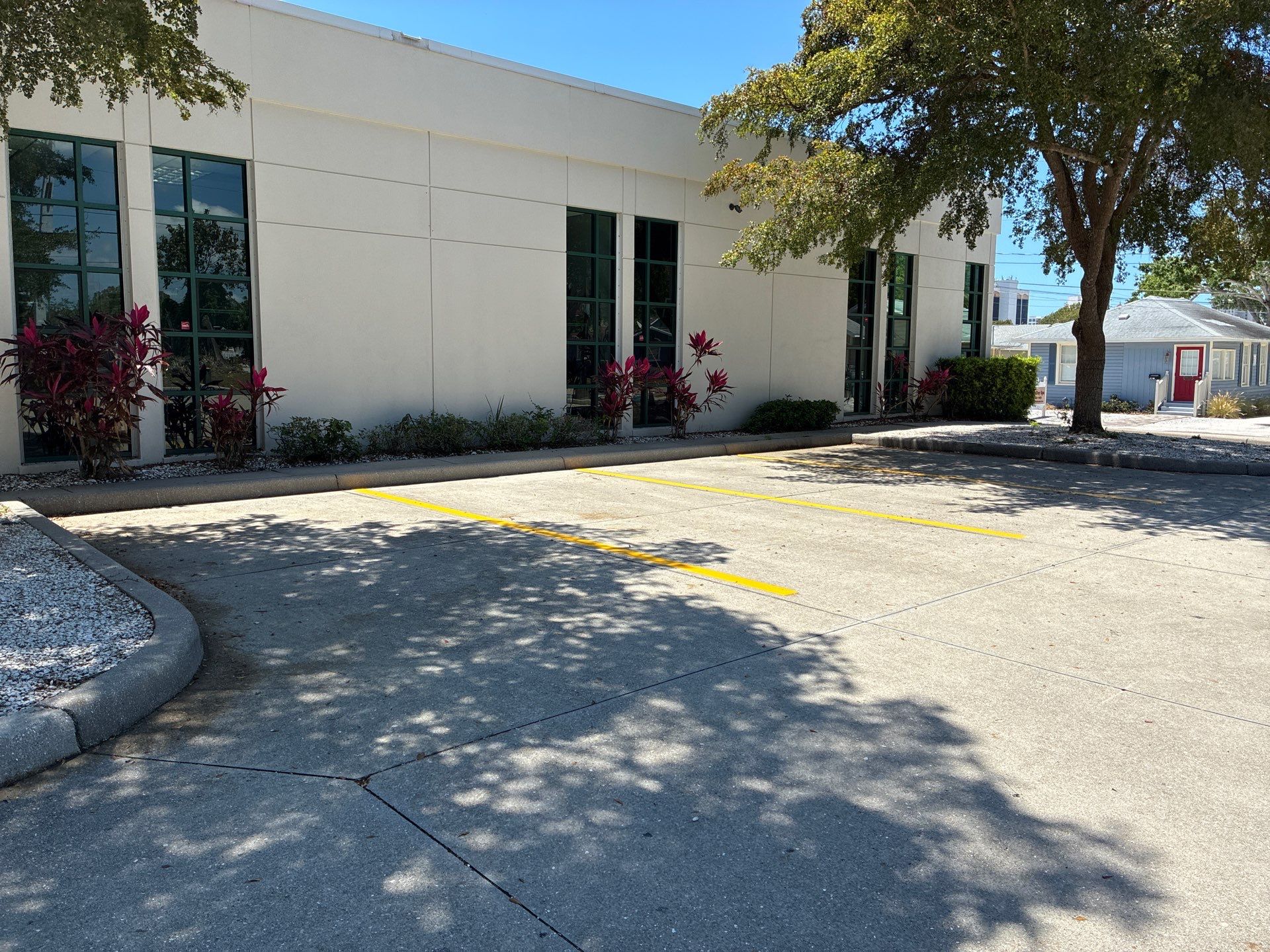Line Striping and Concrete Pothole Repair at the Sarasota Chamber of Commerce by Everline Coatings & Services - Southwest FL