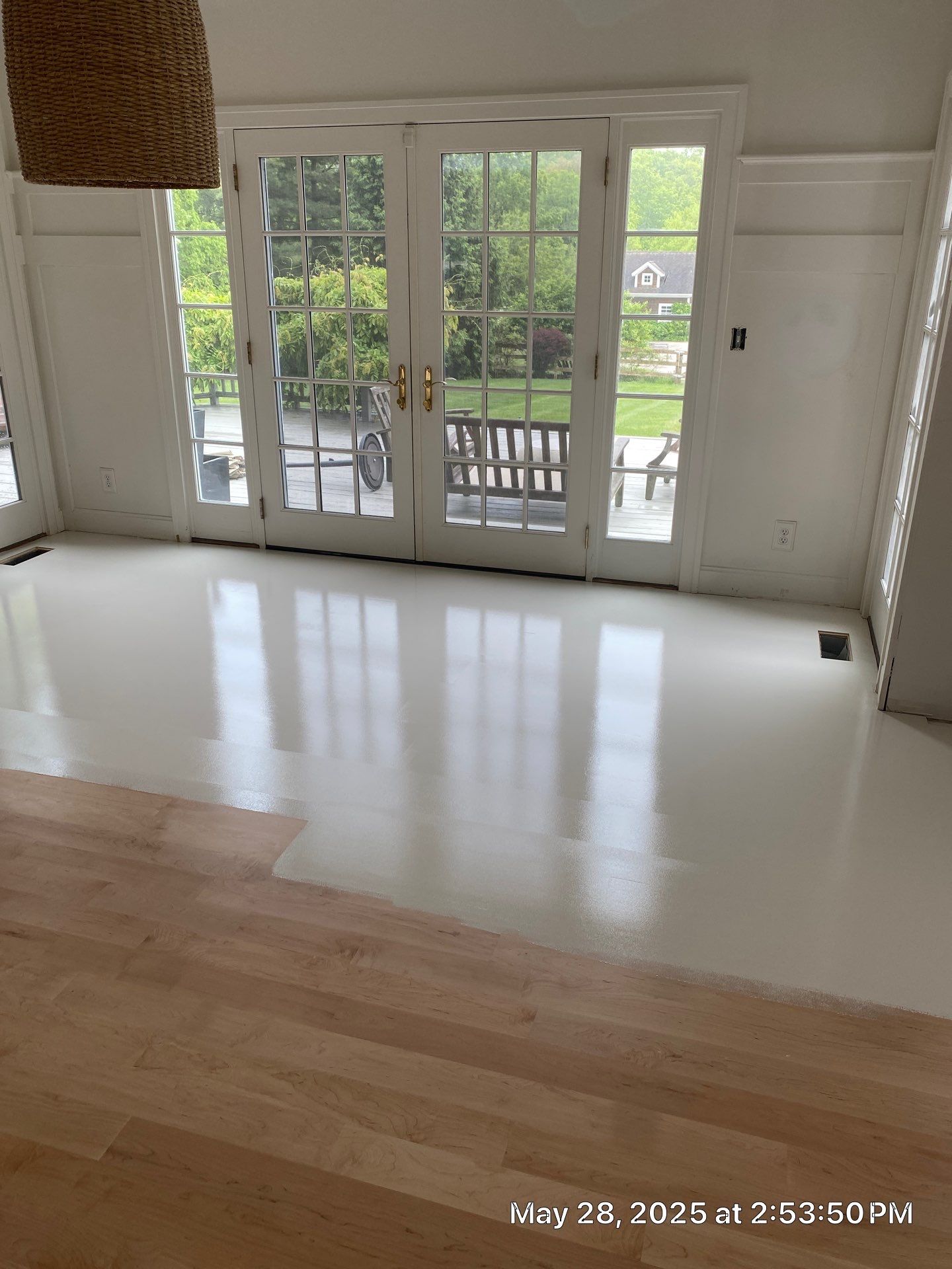 Paint the brand new maple floor...WHITE! Designer-driven project is a showstopper! by RTBaldwin Hardwood Floors
