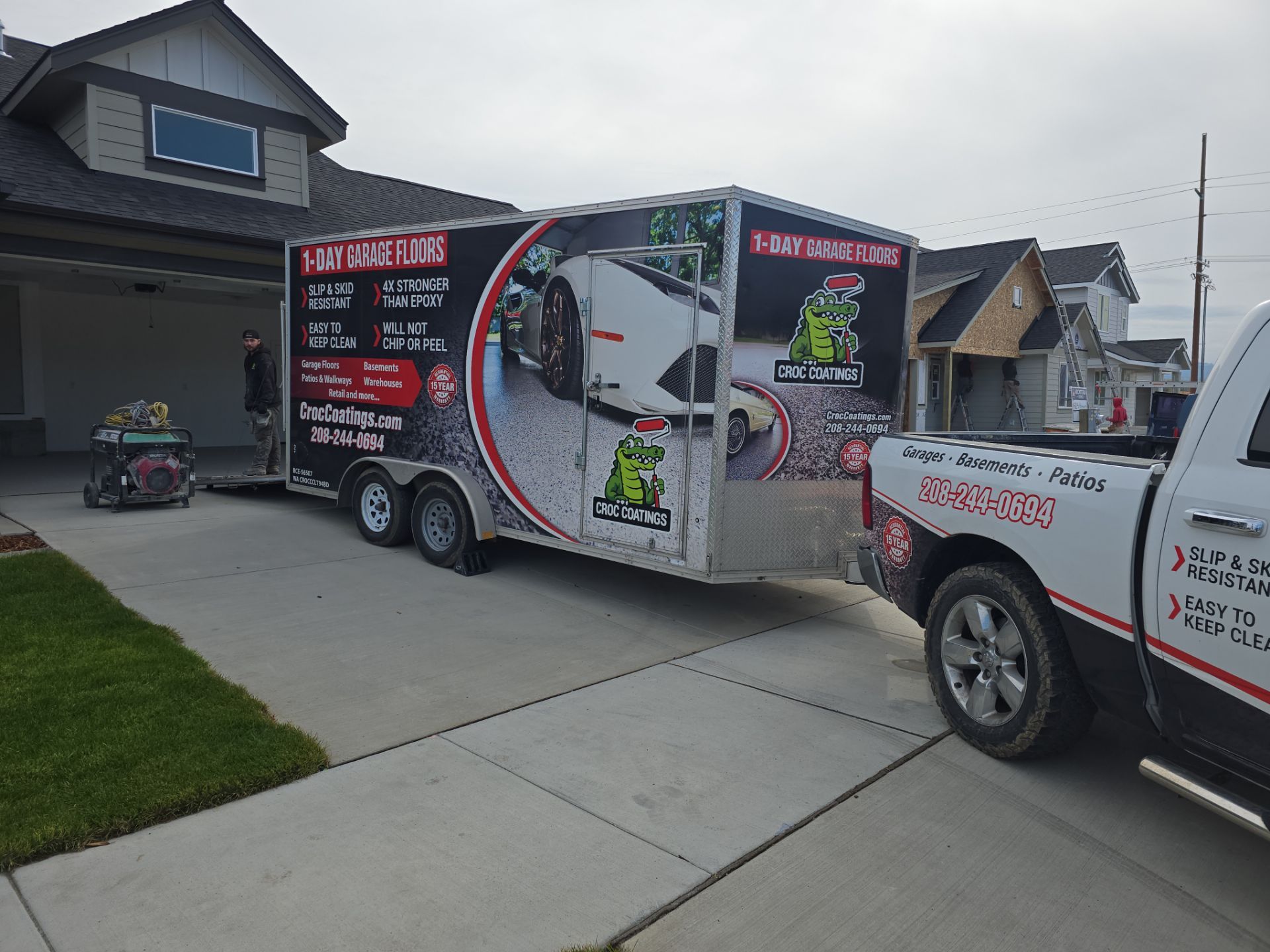 Garage Transformation using Travertine by Croc Coatings, LLC