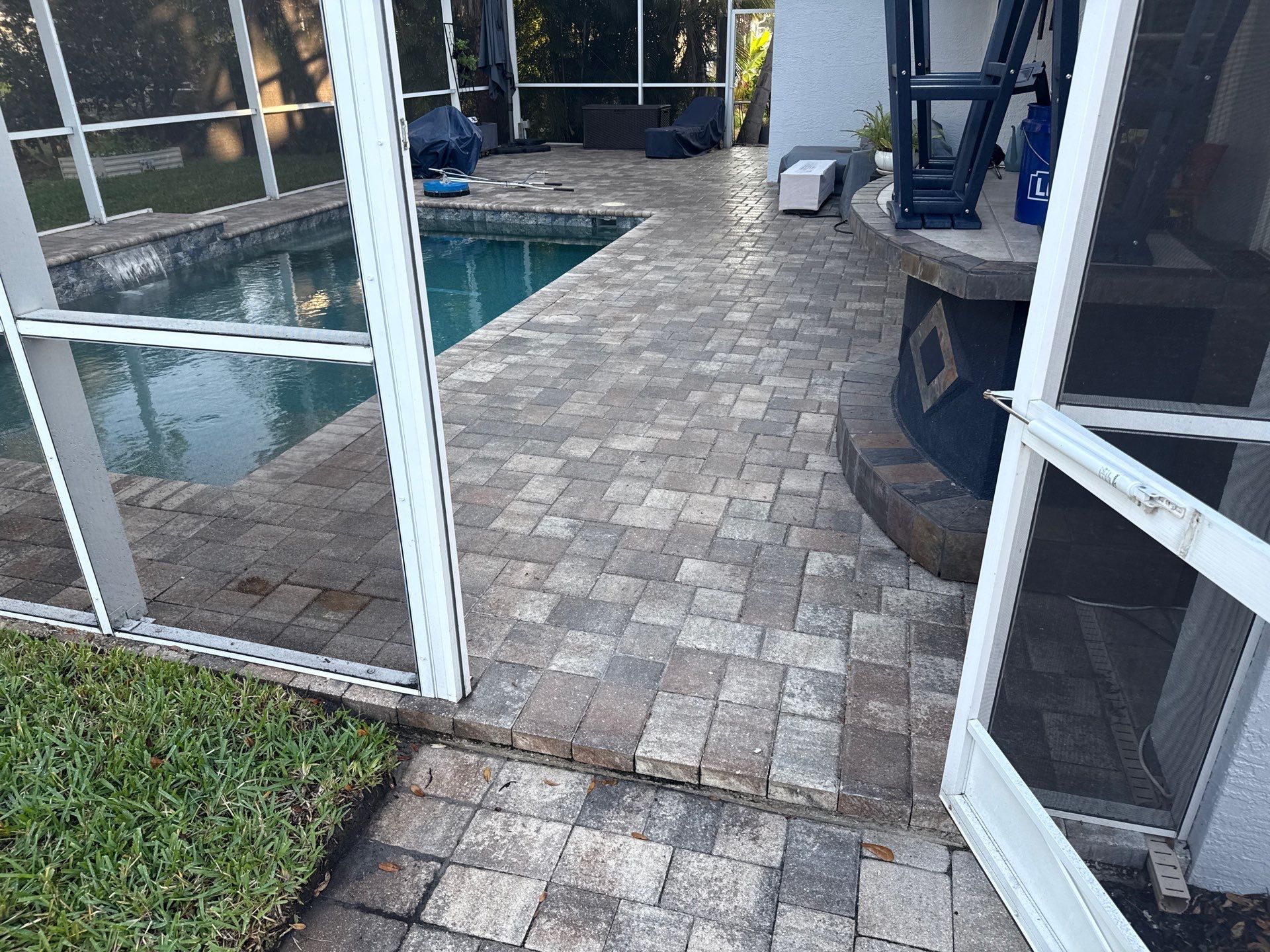 Paver Pool Deck Cleaning & Pool Cage Cleaning in River Point of Manatee – Bradenton, FL by Sunshine AquaWash