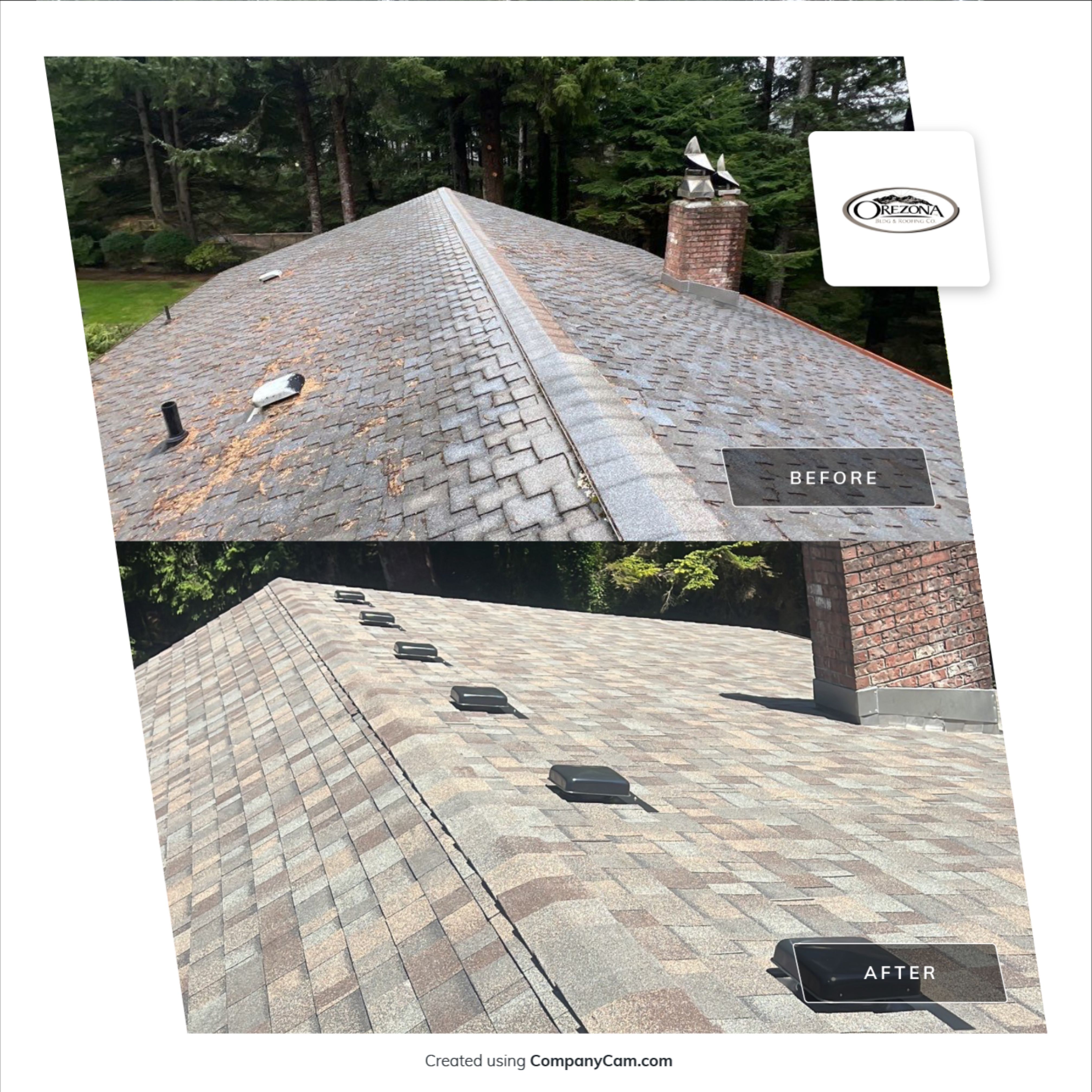 Residential Roofing Installation using Malarkey Highlander with GAF 60mil TPO by Orezona Building & Roofing Company, Inc.