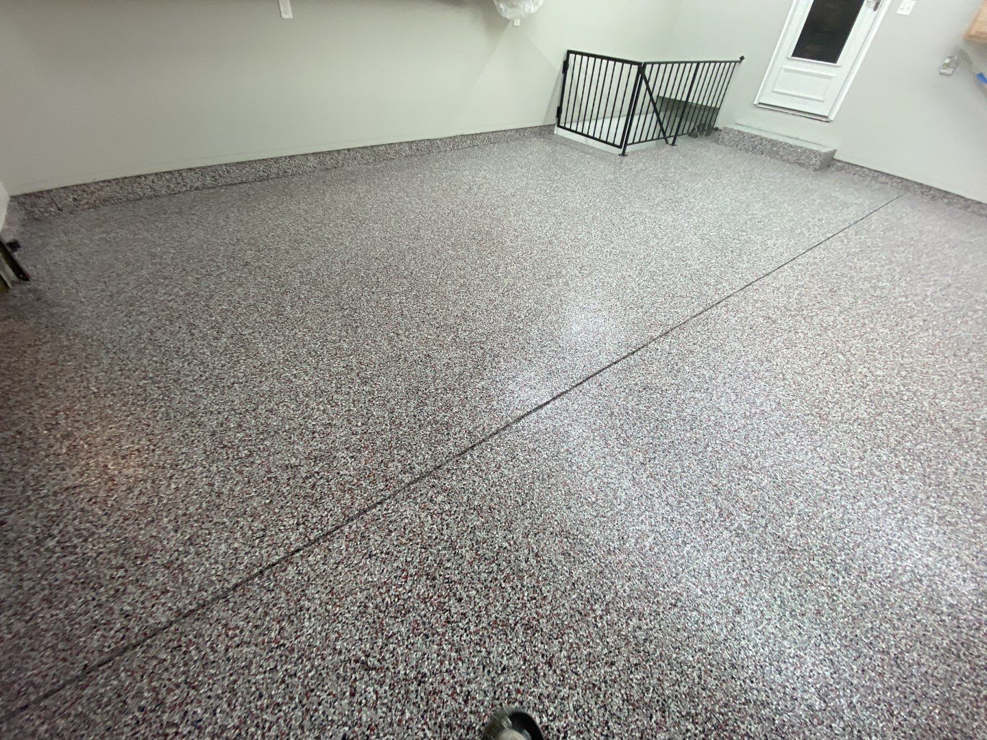 Garage Floor with Stairs using Buckeye and Slate Stone by Your1DayFloor.com
