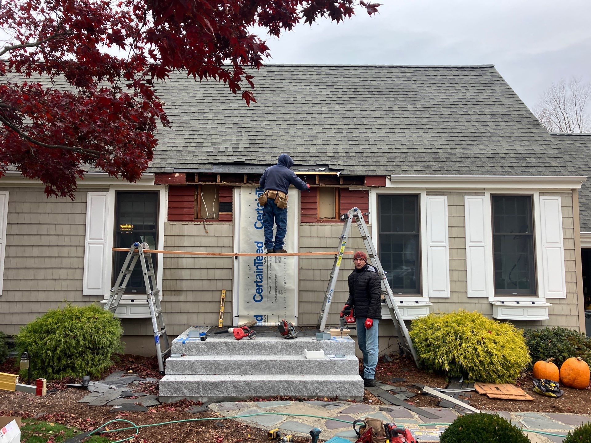 Welcoming portico addition by DiGiorgi Roofing and Siding Inc
