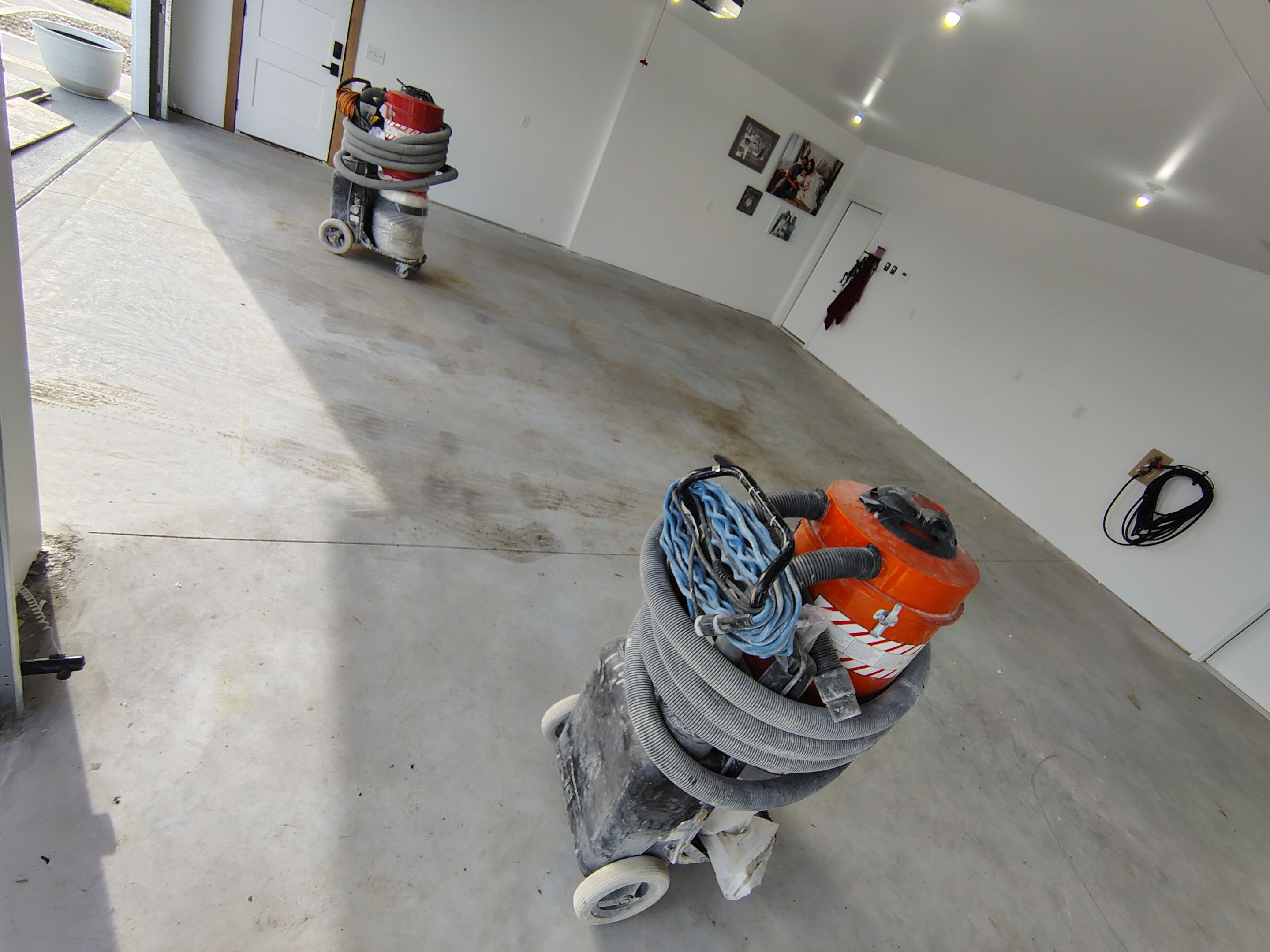 Gray and White Speckled Epoxy Garage Floor Coating in Tea by Select Painting, Coatings & Garage Cabinets