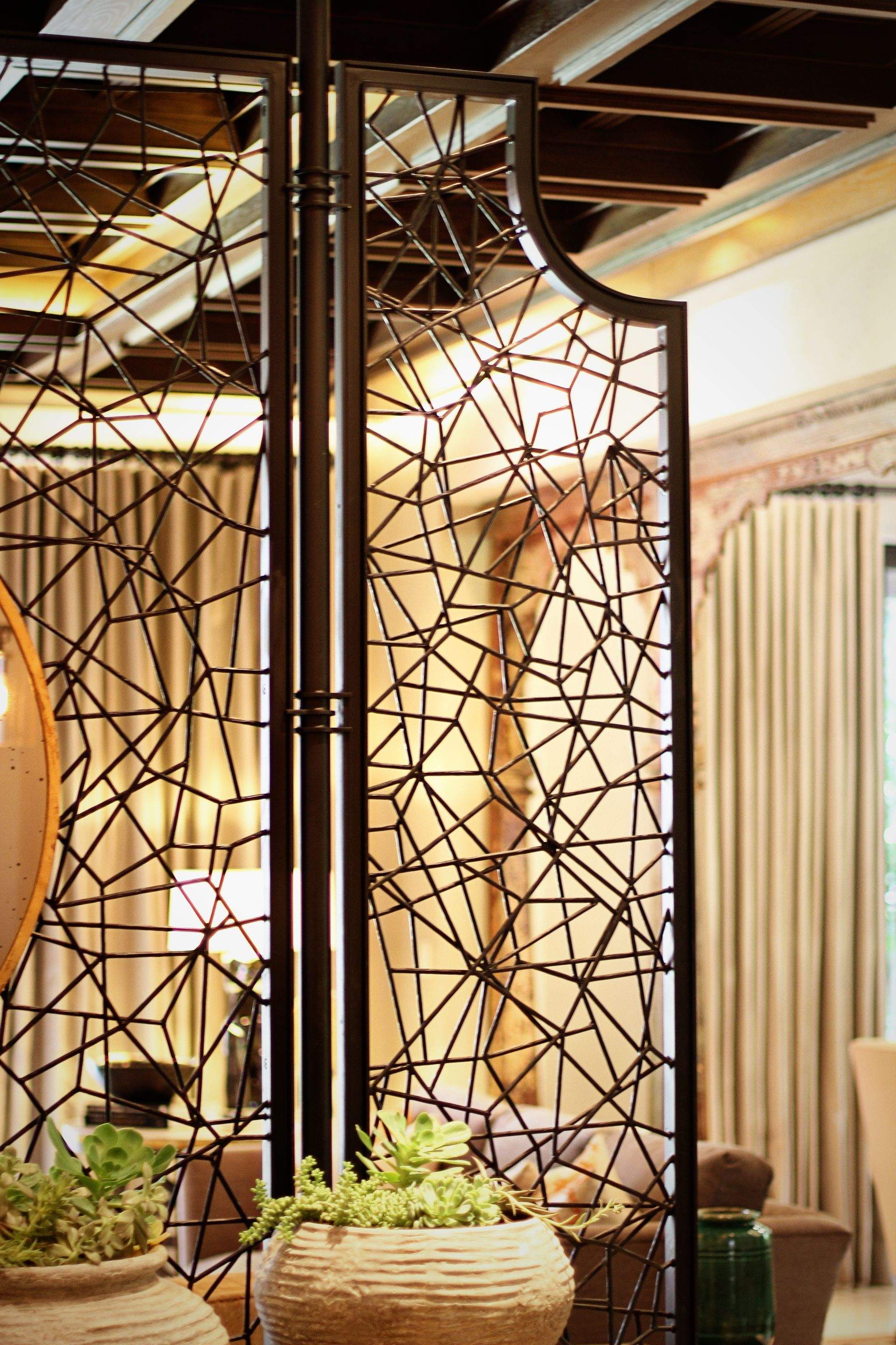 Bespoke Black Metal Geometric Room Dividers and Decorative Screens by Solara Custom Living