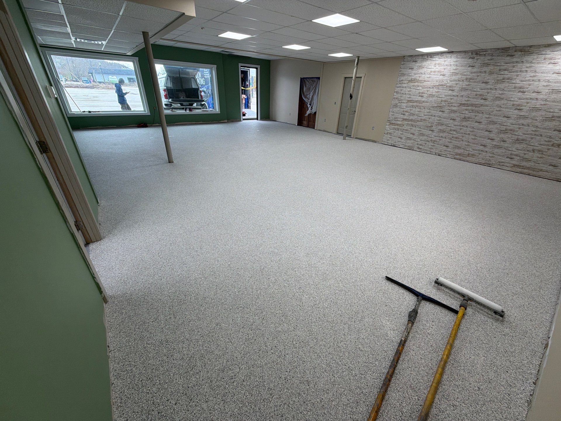 Commercial Epoxy Flake Floor Installation and Concrete Refinishing in Montague by Gordon Painting