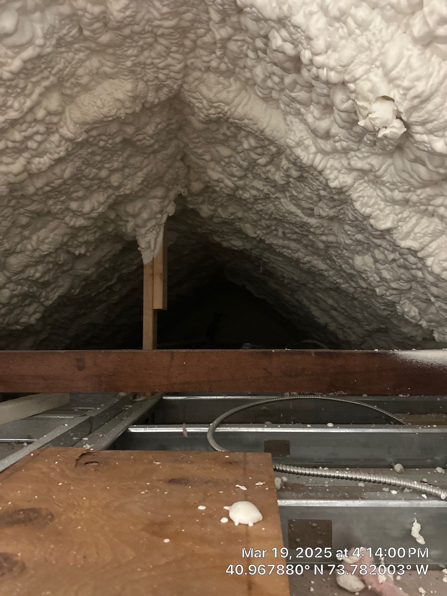Attic Insulation using open cell spray foam by NYS Foam & Energy