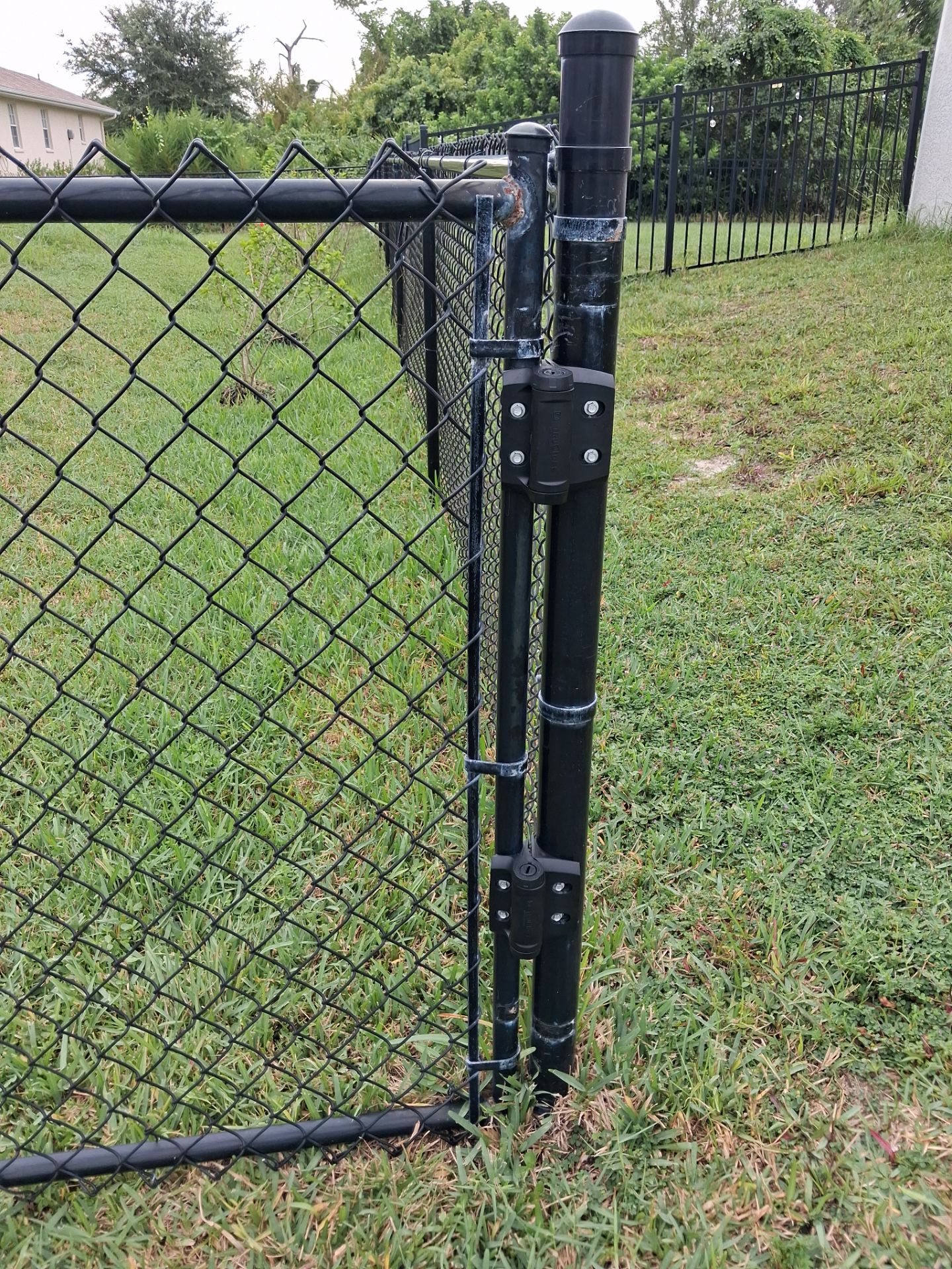 Residential Black Vinyl-Coated Chain Link Fence Installation in Port Charlotte by True Fence LLC