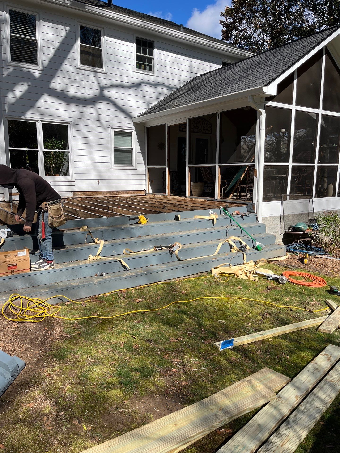 Deck Resurface using Deckorators Voyage Series and ALX Contemporary Cable Railing by Nelson Exteriors 