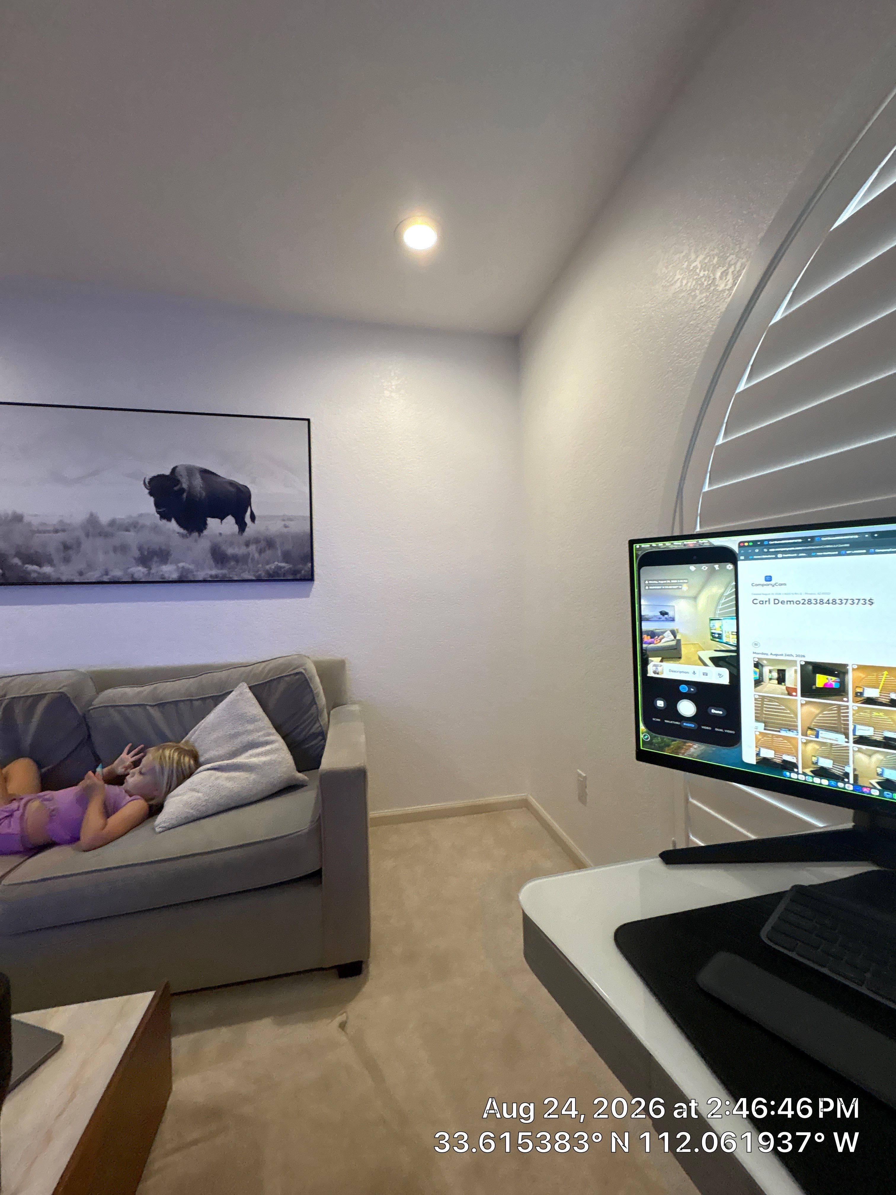 Phoenix Home Office Setup with Plantation Shutters and AV Installation by CompanyCam Sales Demo